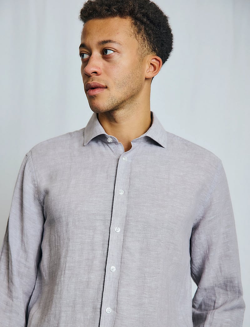 Bruun & Stengade - BS Antonelli Casual Modern Fit Shirt - hørskjorter - light grey - 5