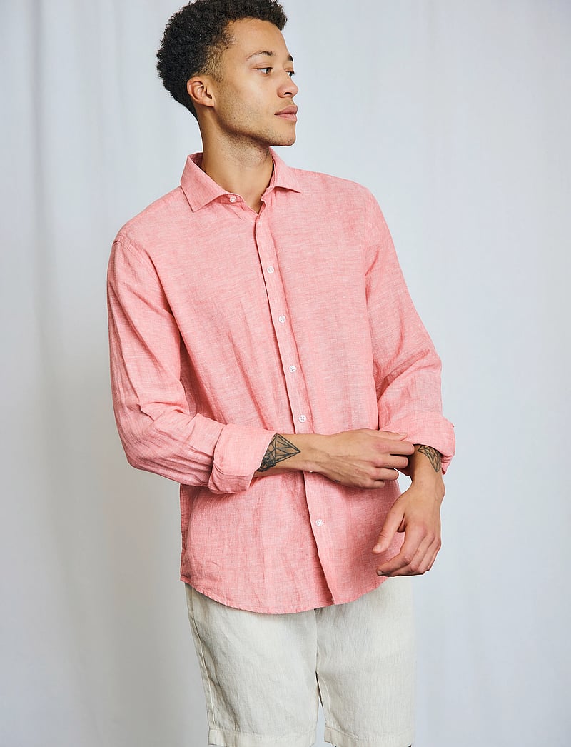 Bruun & Stengade - BS Antonelli Casual Modern Fit Shirt - linneskjortor - pink - 0