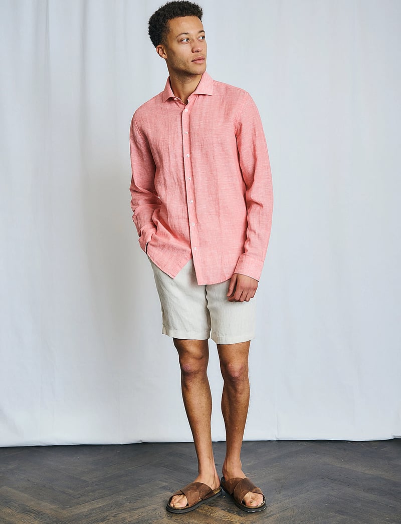 Bruun & Stengade - BS Antonelli Casual Modern Fit Shirt - linneskjortor - pink - 4