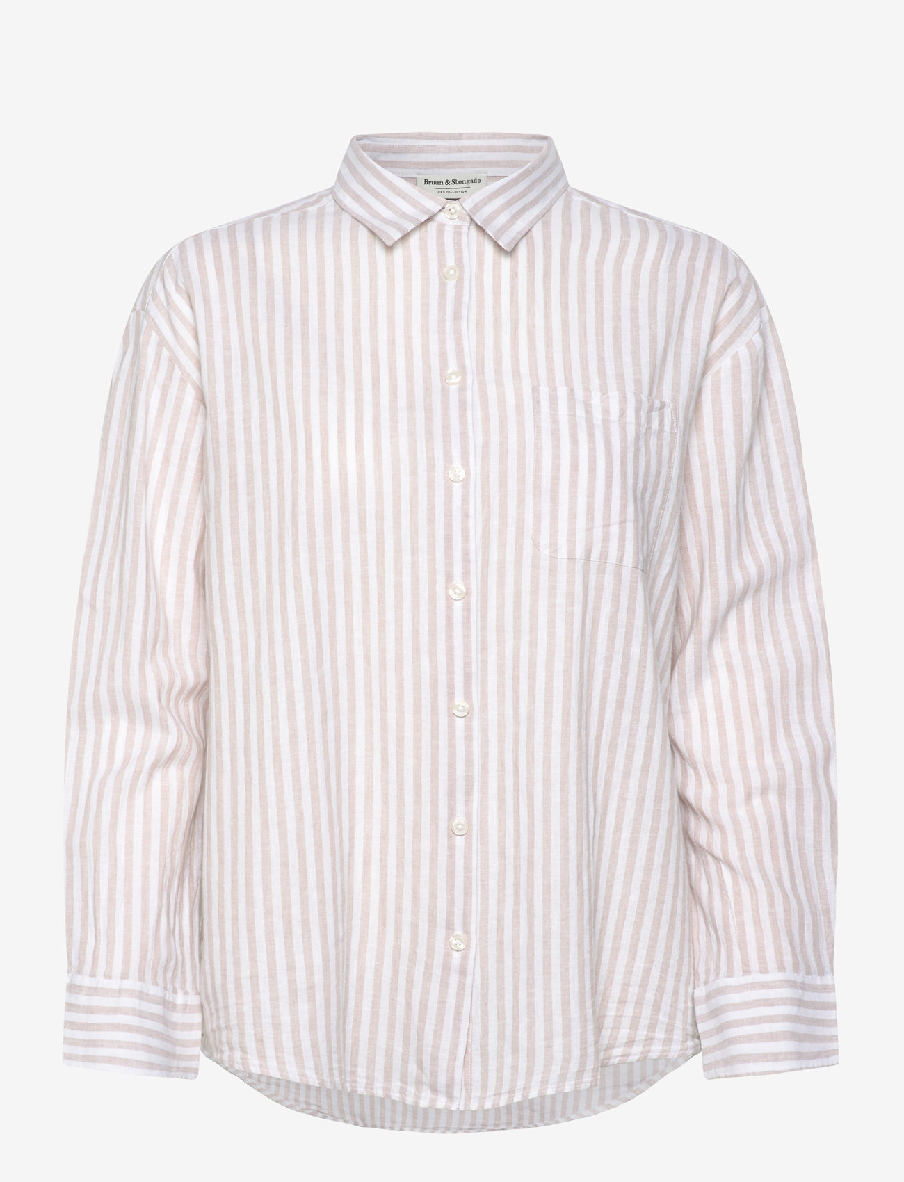 Bruun & Stengade - BS Aglaia Regular Fit Shirt - linneskjortor - sand/white - 1