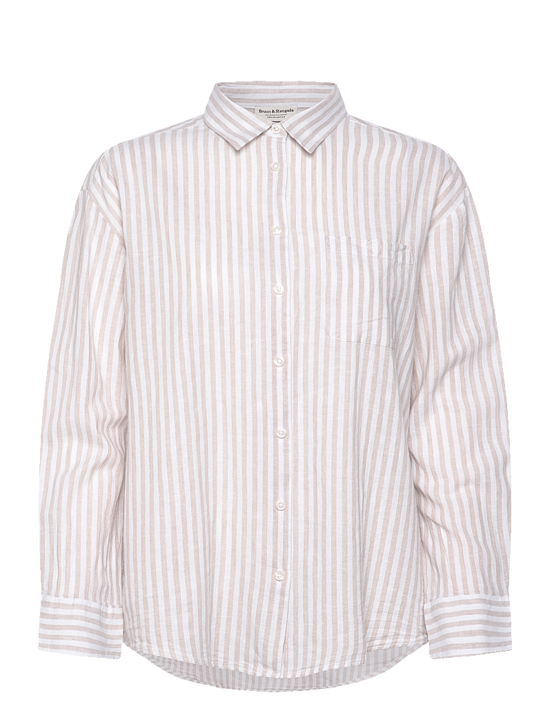 Bruun & Stengade - BS Aglaia Regular Fit Shirt - linneskjortor - sand/white - 1