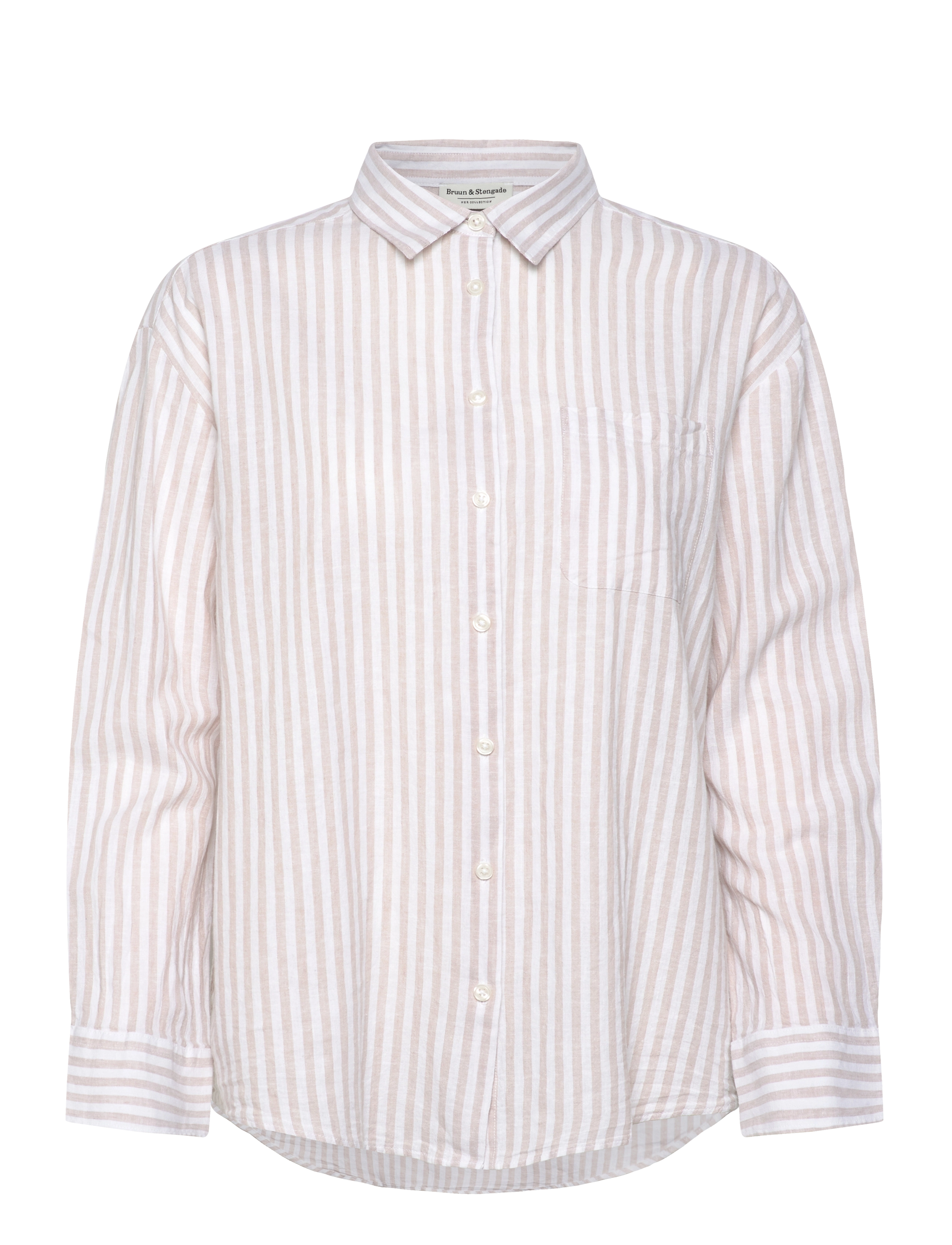 Bruun & Stengade BS Aglaia Regular Fit Shirt - Tøj - SAND/WHITE / cream