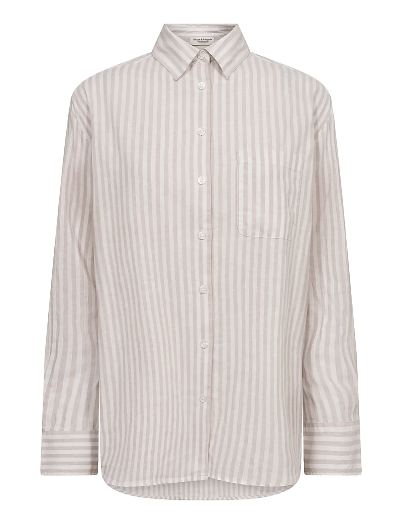 Bruun & Stengade - BS Aglaia Regular Fit Shirt - linneskjortor - sand/white - 2