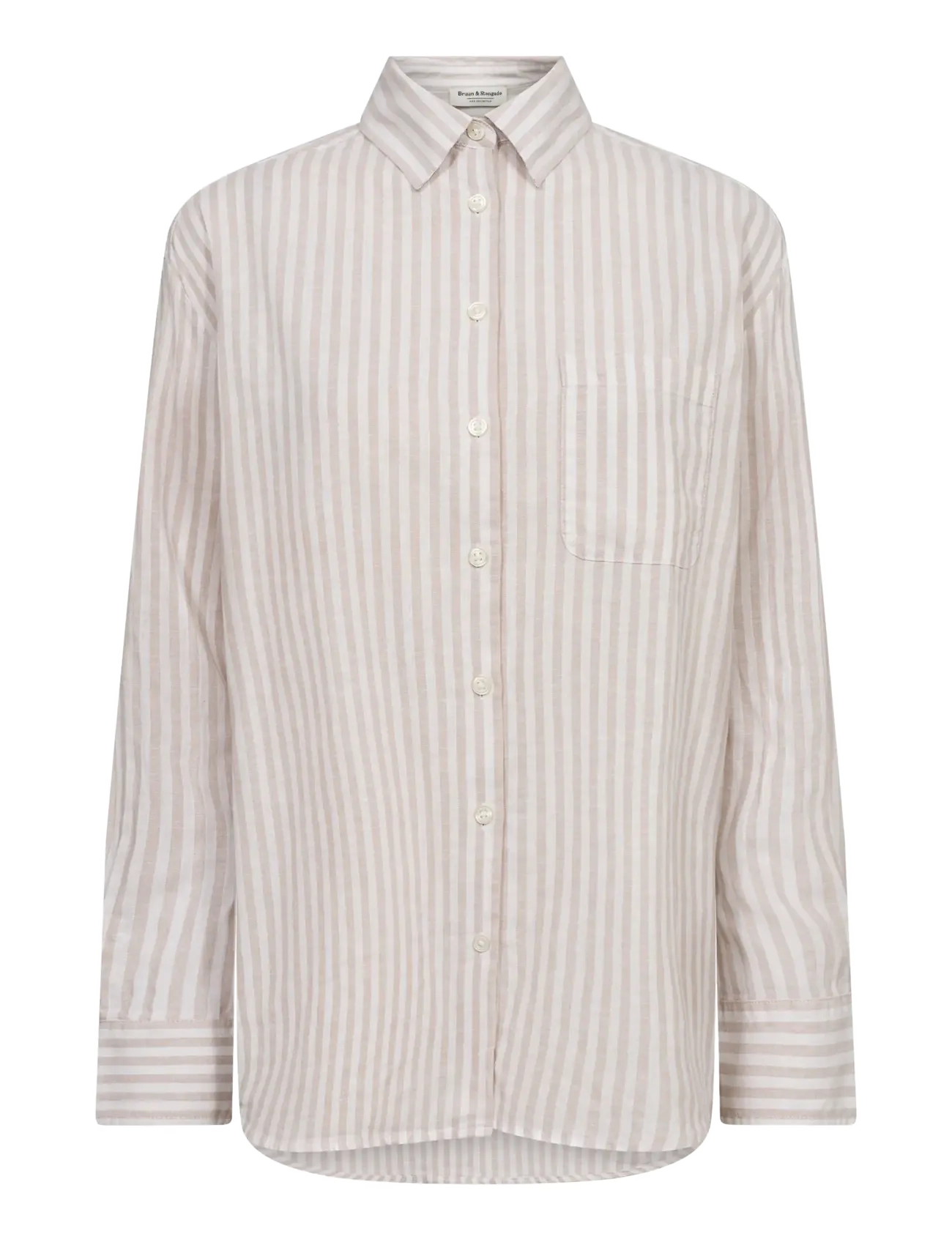 Bruun & Stengade - BS Aglaia Regular Fit Shirt - lina krekli - sand/white - 2