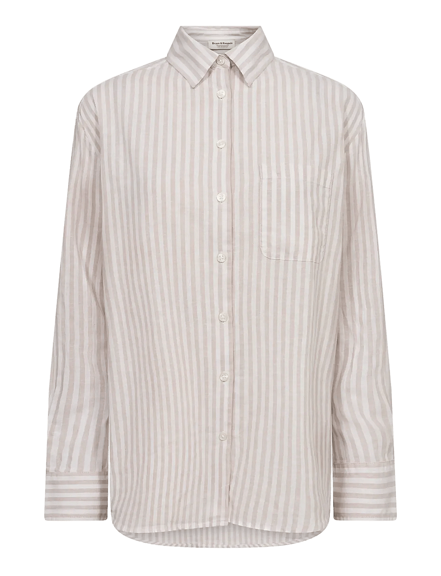 Bruun & Stengade - BS Aglaia Regular Fit Shirt - lina krekli - sand/white - 2