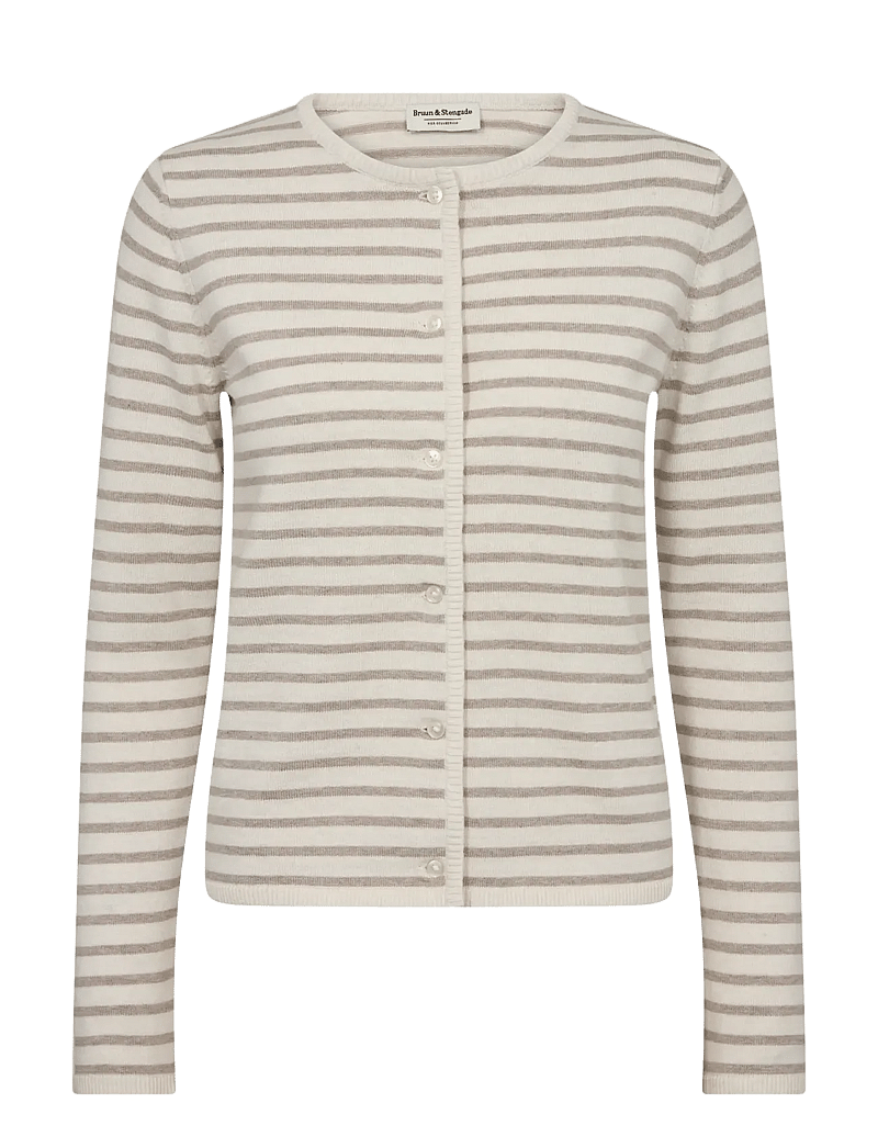 Bruun & Stengade - BS Melina Regular Fit Knitwear - kardiganid - sand/white - 1