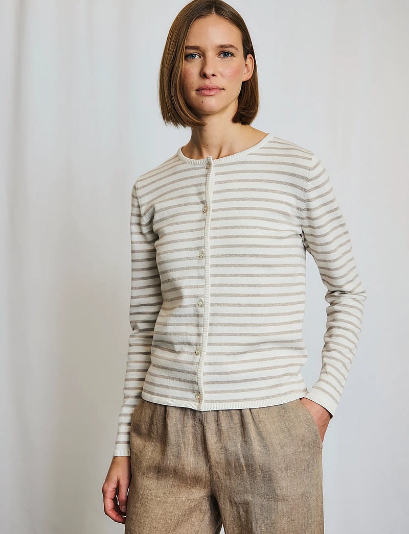 Bruun & Stengade - BS Melina Regular Fit Knitwear - kardiganid - sand/white - 3