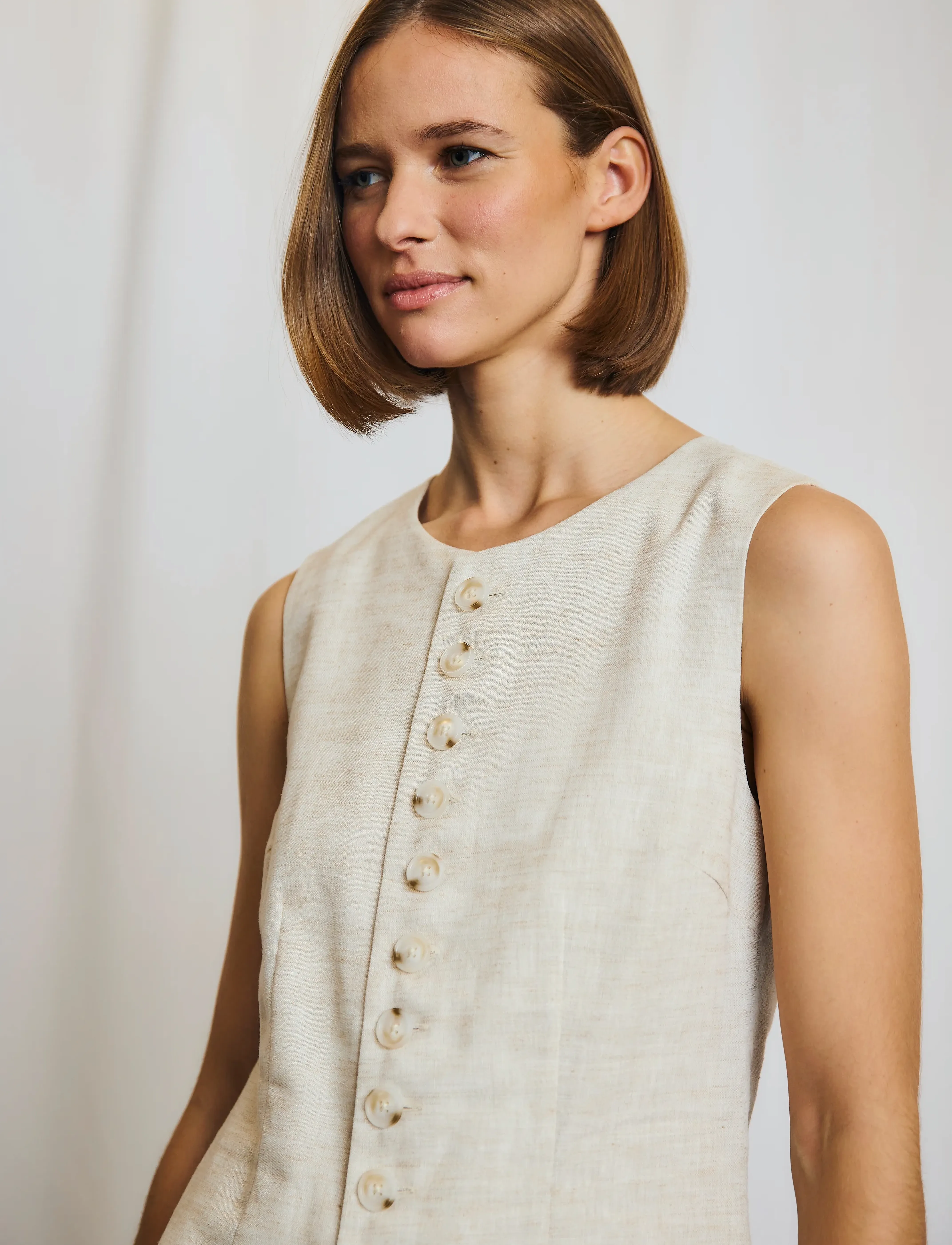 Bruun & Stengade - BS Gia Slim Fit Dress - kurze kleider - beige - 4