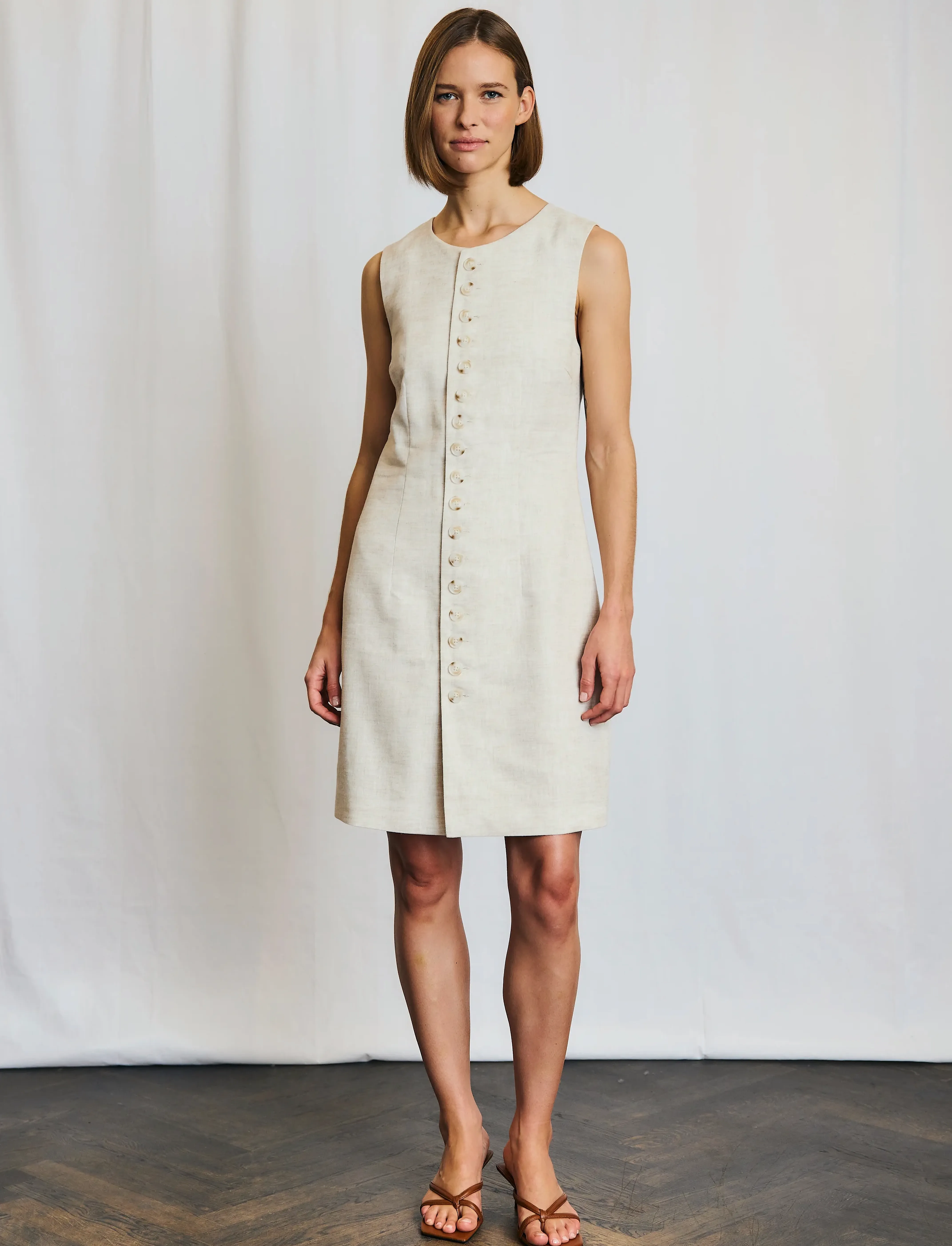 Bruun & Stengade - BS Gia Slim Fit Dress - kurze kleider - beige - 5