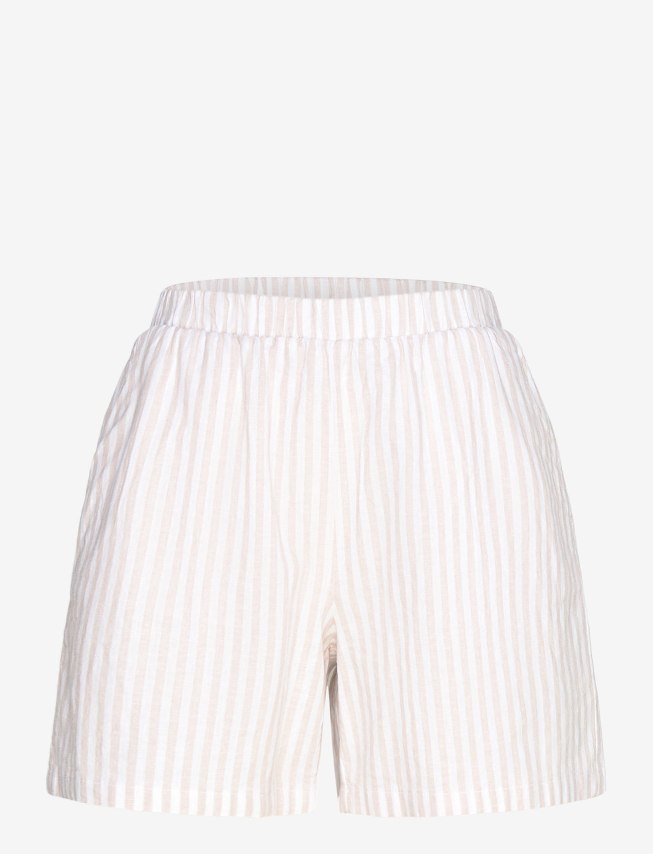 Bruun & Stengade - BS Anemone Shorts - linased lühikesed püksid - sand/white - 1