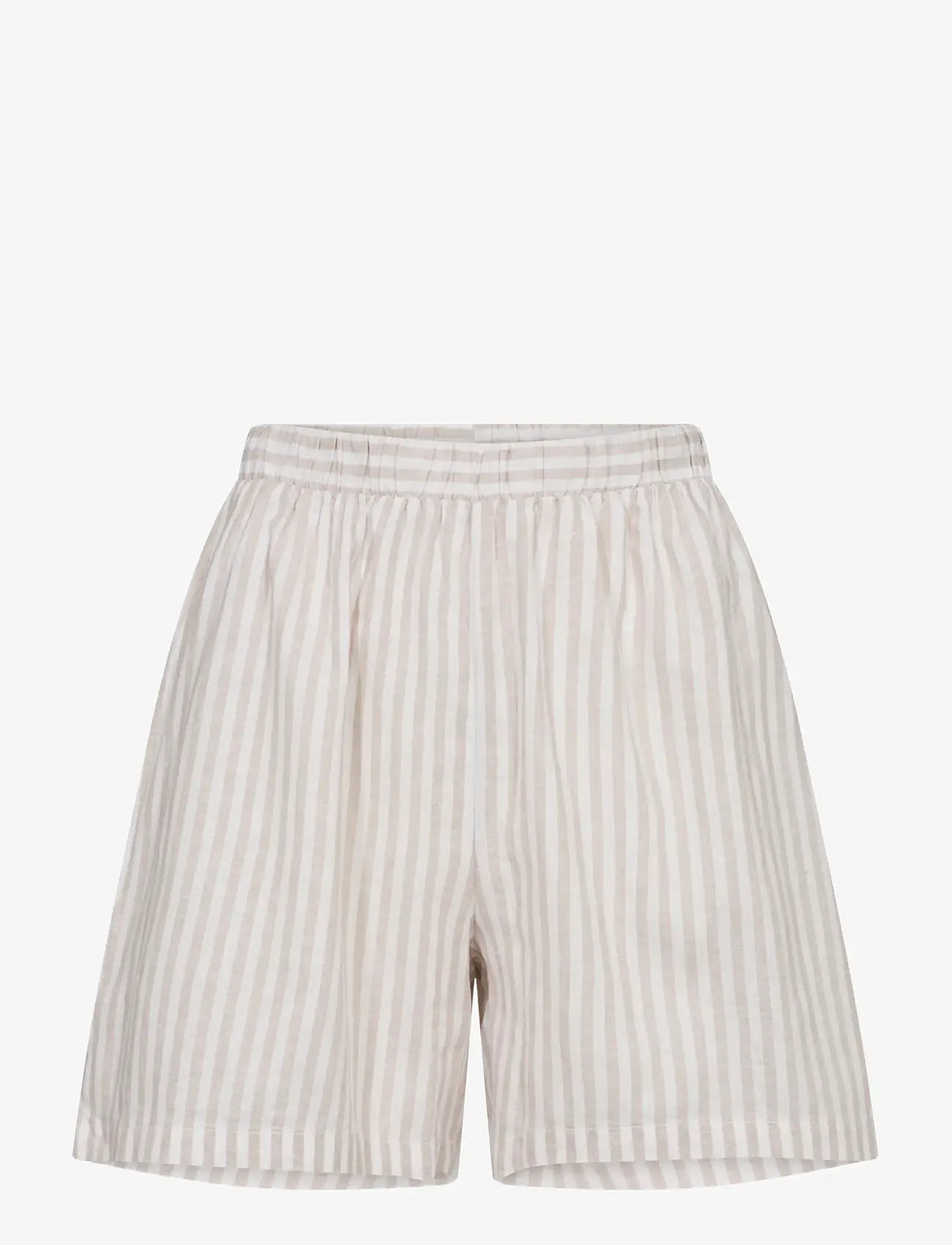 Bruun & Stengade - BS Anemone Shorts - linased lühikesed püksid - sand/white - 2