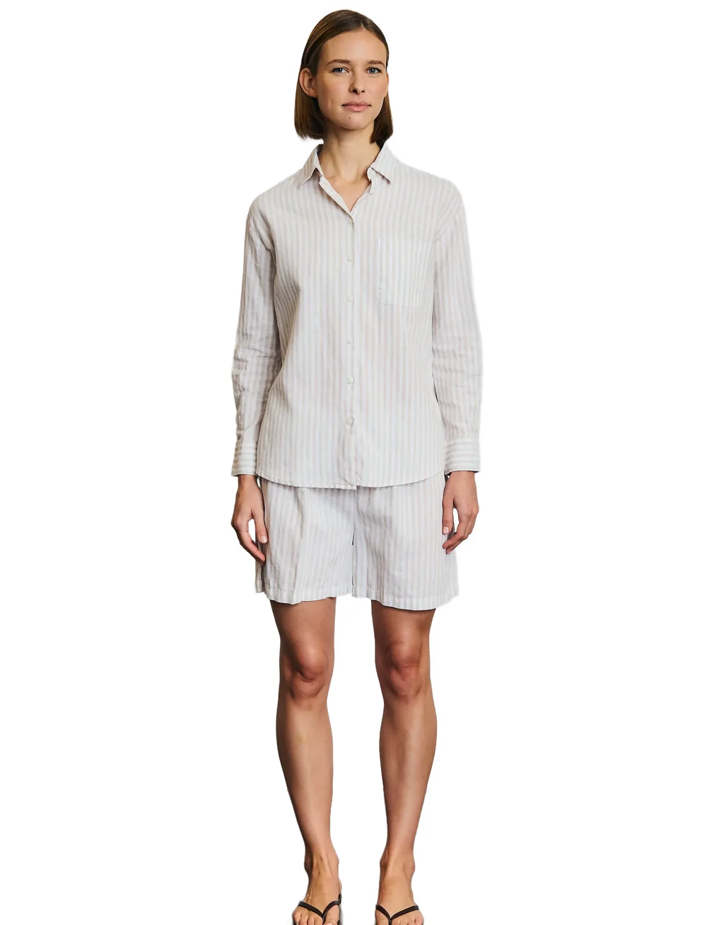 Bruun & Stengade - BS Anemone Shorts - leinen-shorts - sand/white - 0