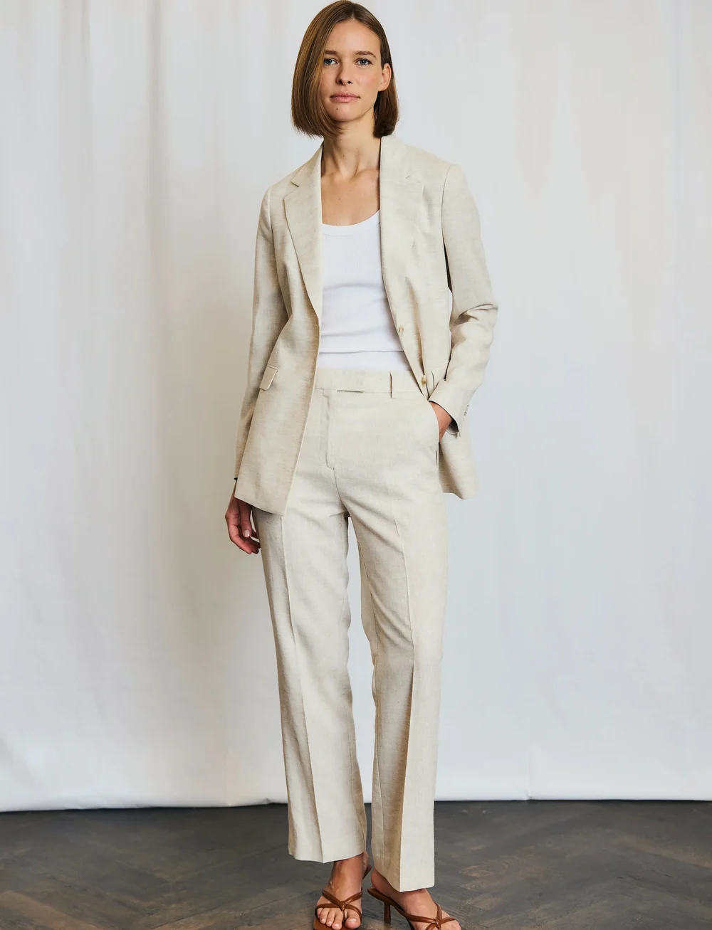 Bruun & Stengade - BS Doris Suit Pants - hörbuxur - beige - 0