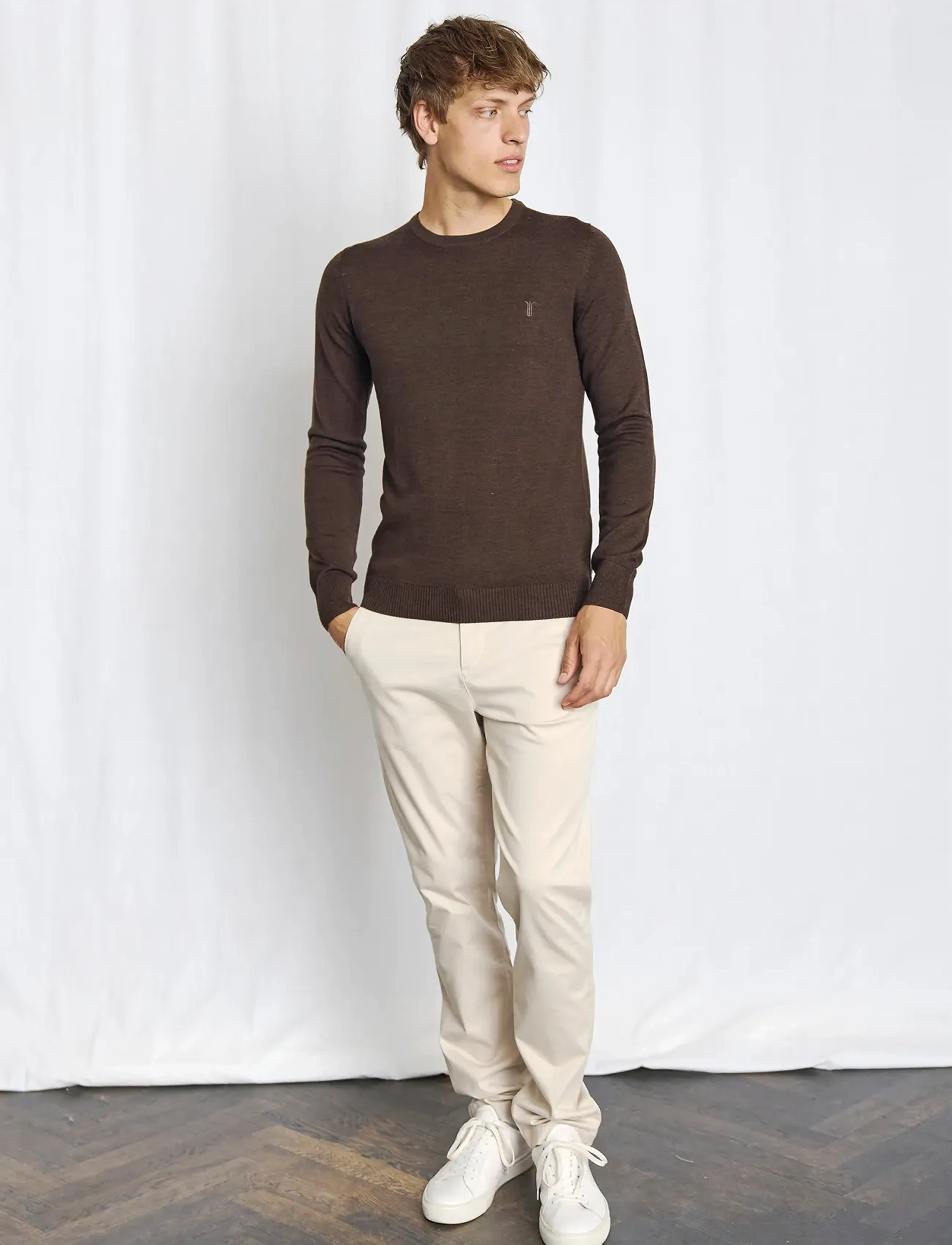 Bruun & Stengade Bs Jupiter Regular Fit Knitwear, Mænd, Rundhalset Sweater, Brun, Str: S