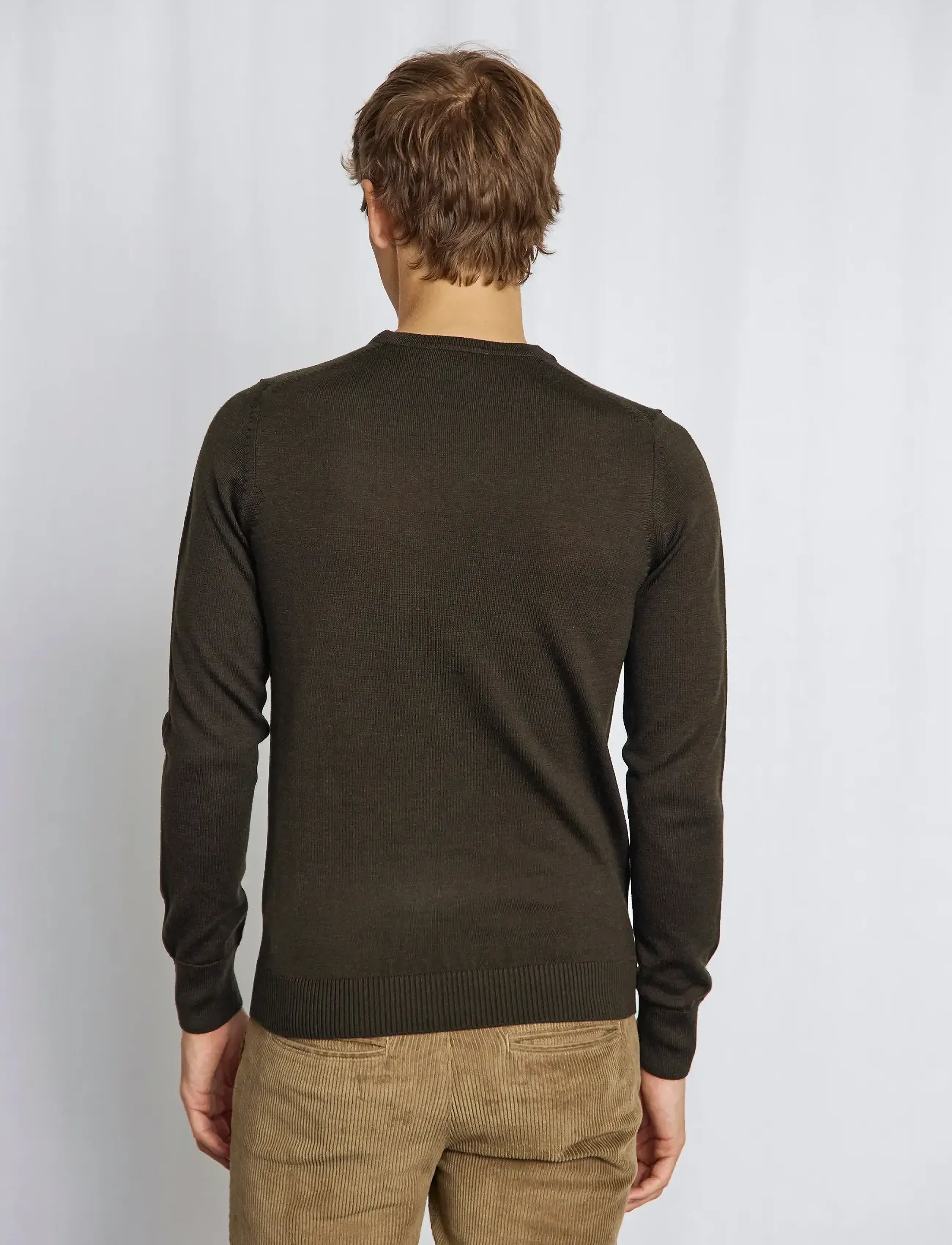 Bruun & Stengade Bs Jupiter Regular Fit Knitwear, M, Khaki green, Strik > Runde Halse, Herre
