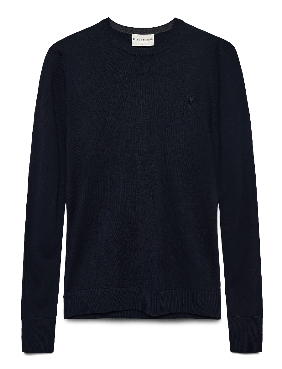 Bruun & Stengade - BS Jupiter Regular Fit Knitwear - kringlótt hálsmál - navy - 1
