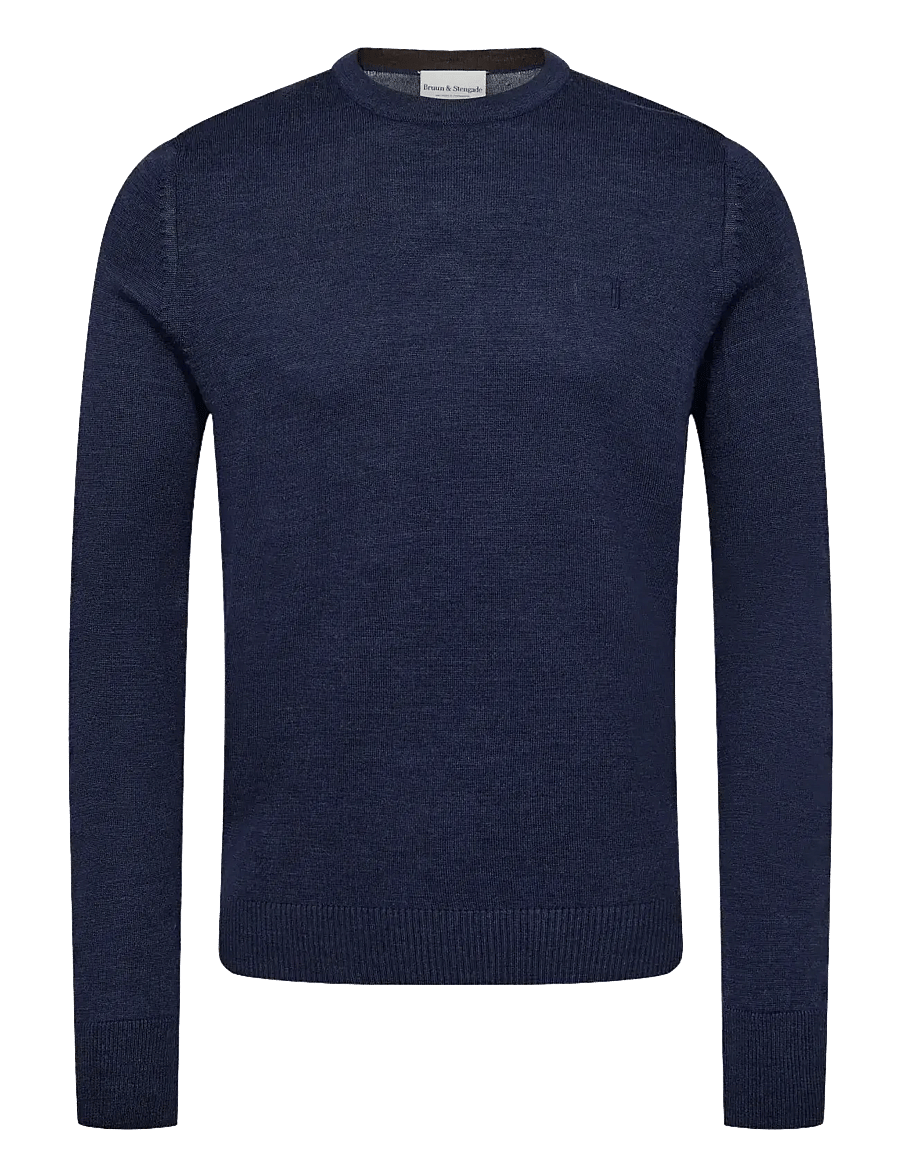 Bruun & Stengade - BS Jupiter Regular Fit Knitwear - kringlótt hálsmál - thunder - 1