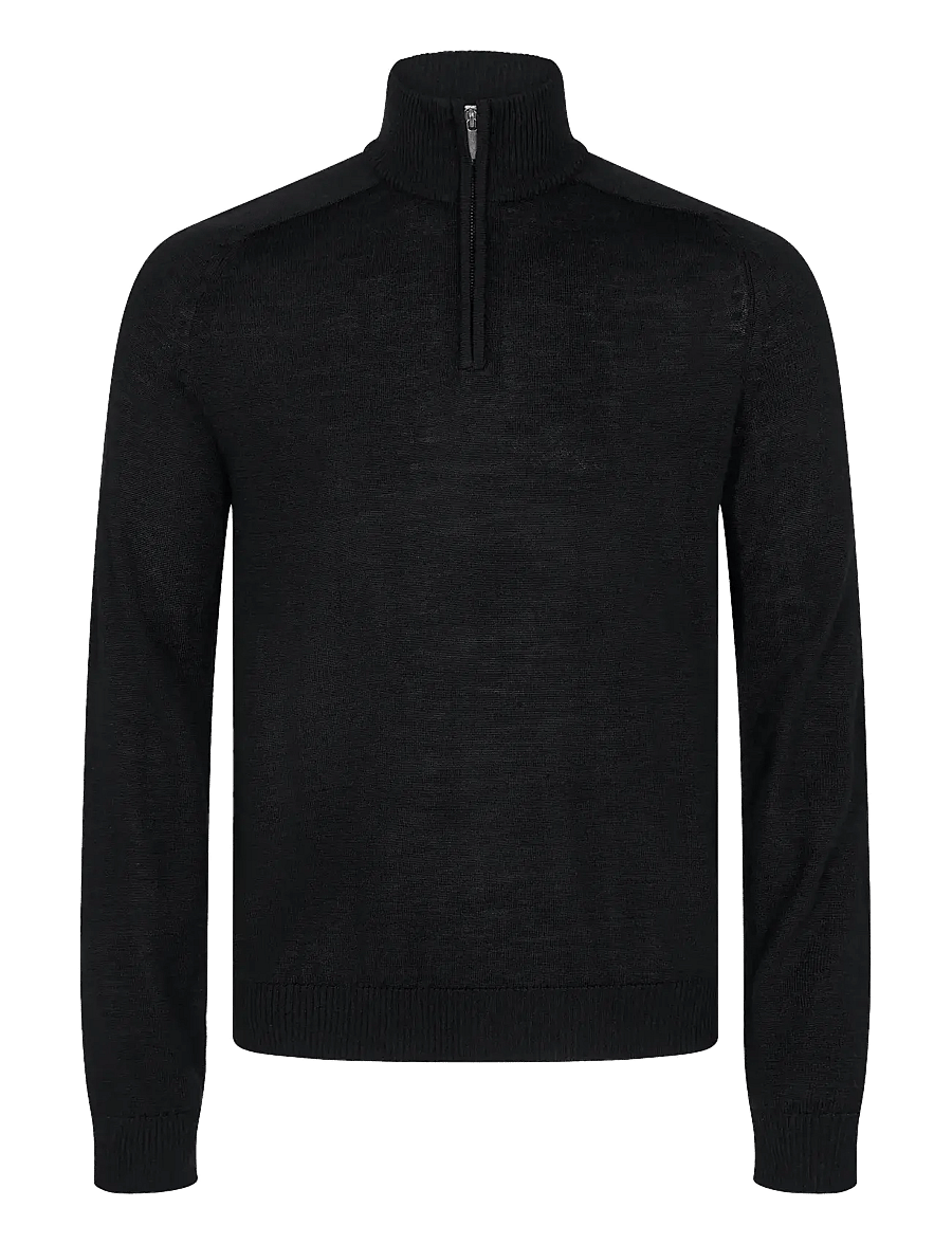 Bruun & Stengade - BS Pelle Regular Fit Knitwear - halfzip strik - black - 1