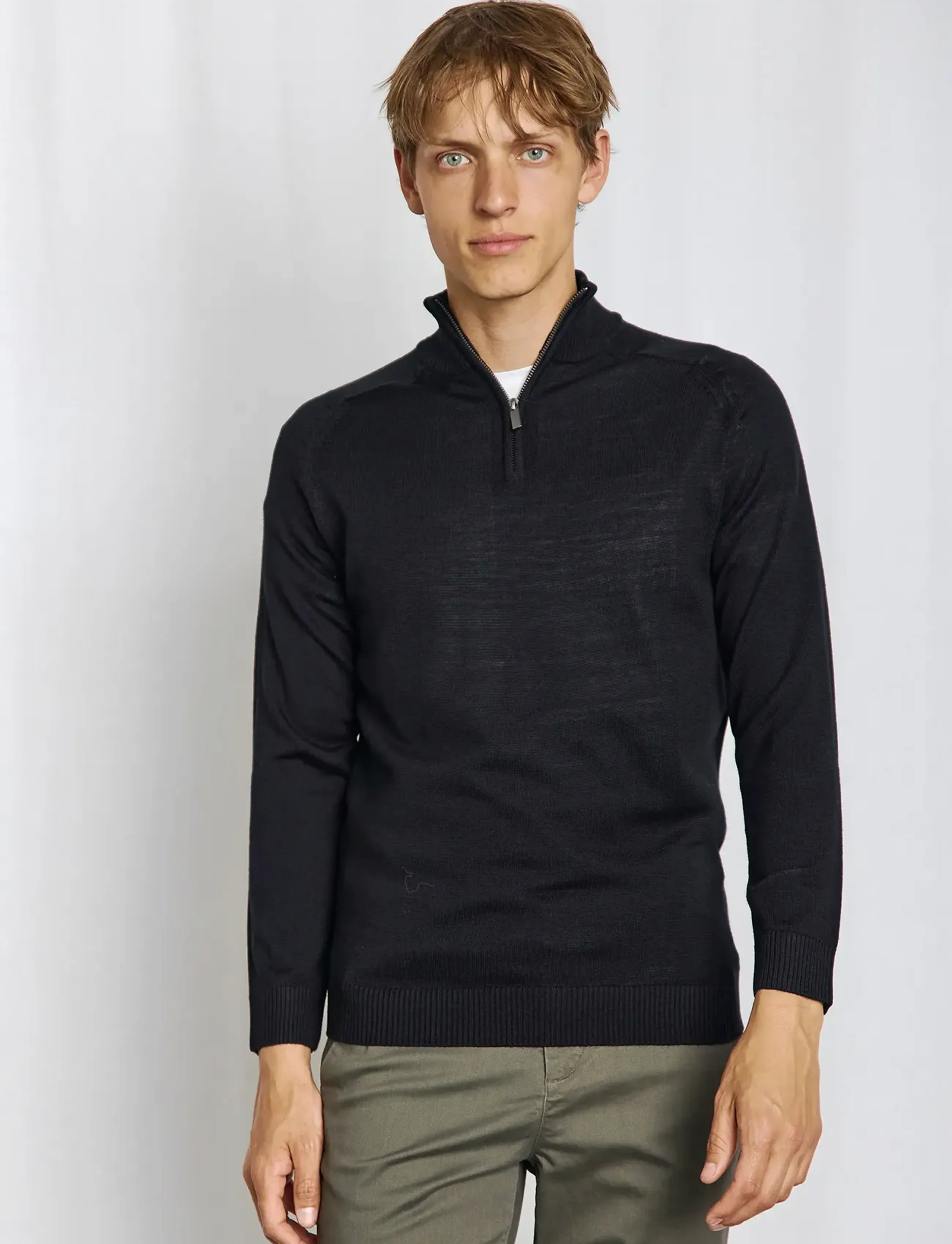 Bruun & Stengade - BS Pelle Regular Fit Knitwear - halfzip strik - black - 3