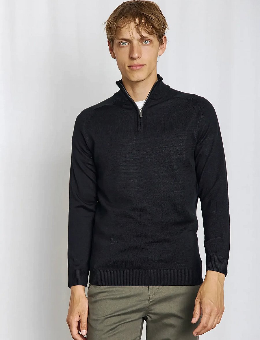 Bruun & Stengade - BS Pelle Regular Fit Knitwear - halfzip strik - black - 3