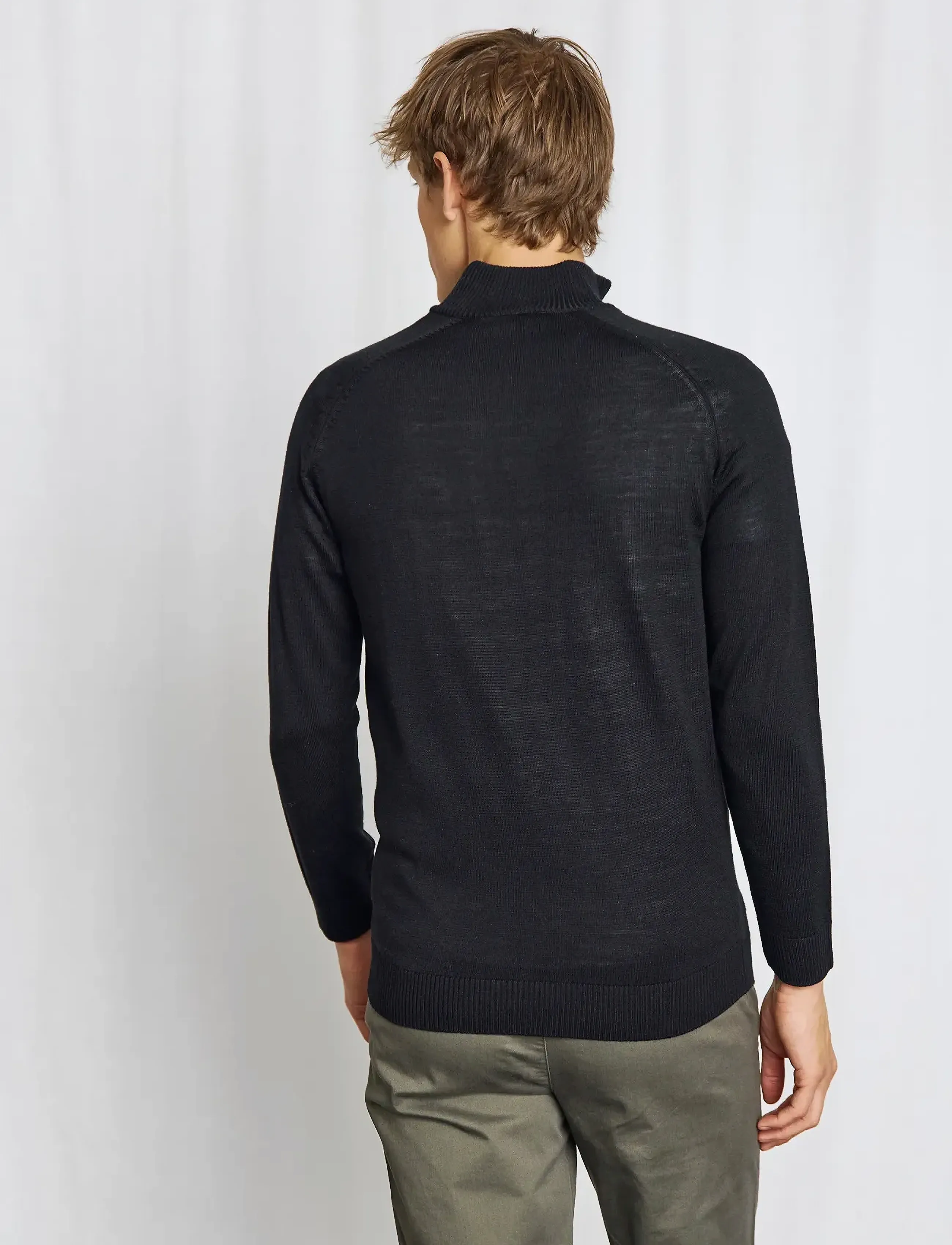 Bruun & Stengade - BS Pelle Regular Fit Knitwear - halfzip strik - black - 4