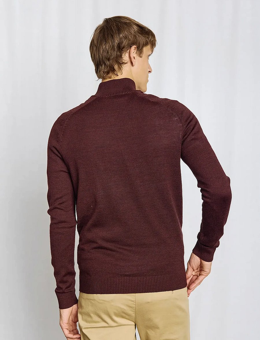 Bruun & Stengade - BS Pelle Regular Fit Knitwear - pullover mit halbem reißverschluss - bordeaux - 0