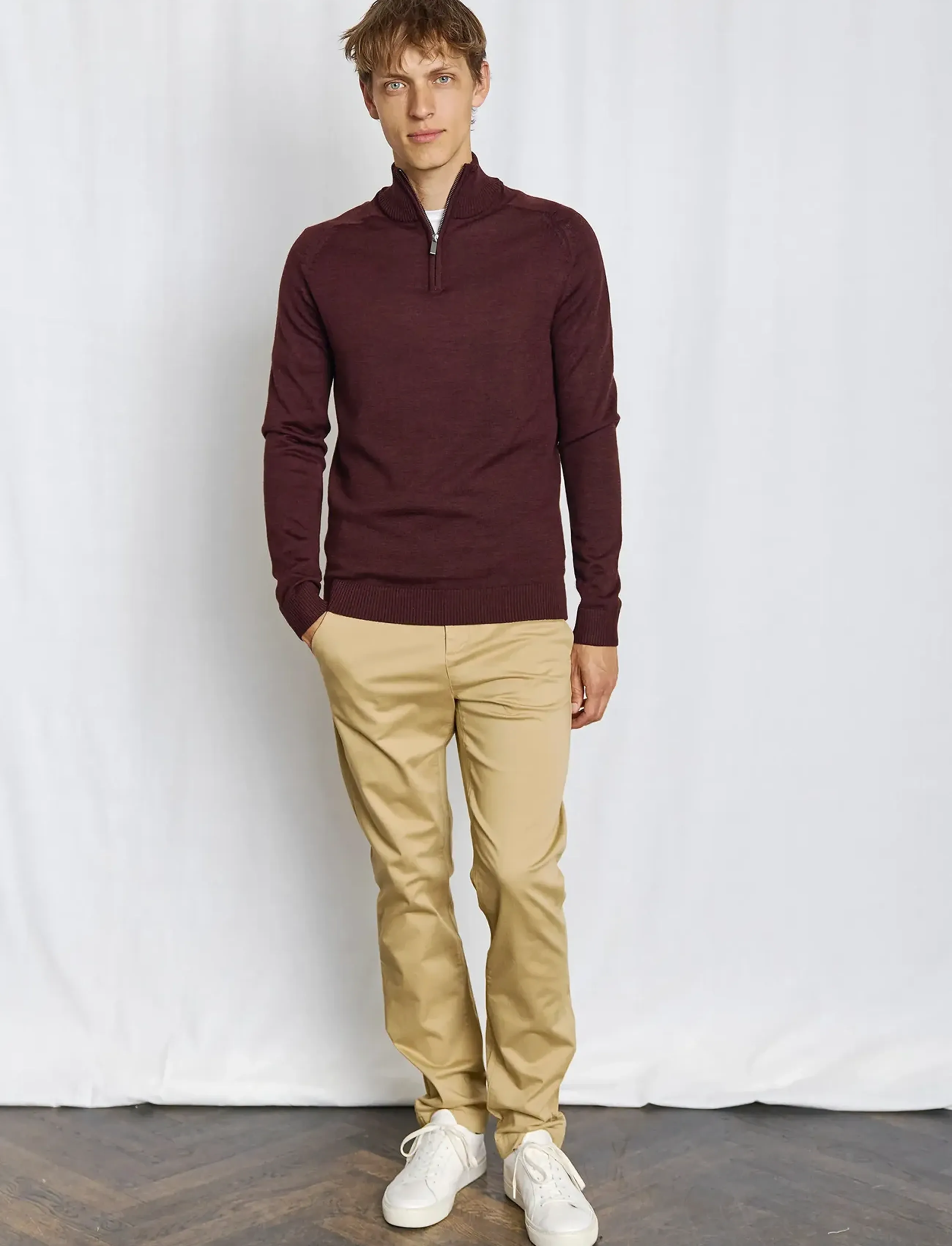 Bruun & Stengade - BS Pelle Regular Fit Knitwear - half zip jumpers - bordeaux - 3
