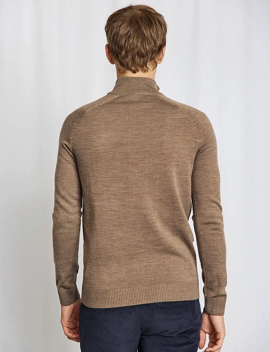 Bruun & Stengade - BS Pelle Regular Fit Knitwear - pullover mit halbem reißverschluss - brown - 4