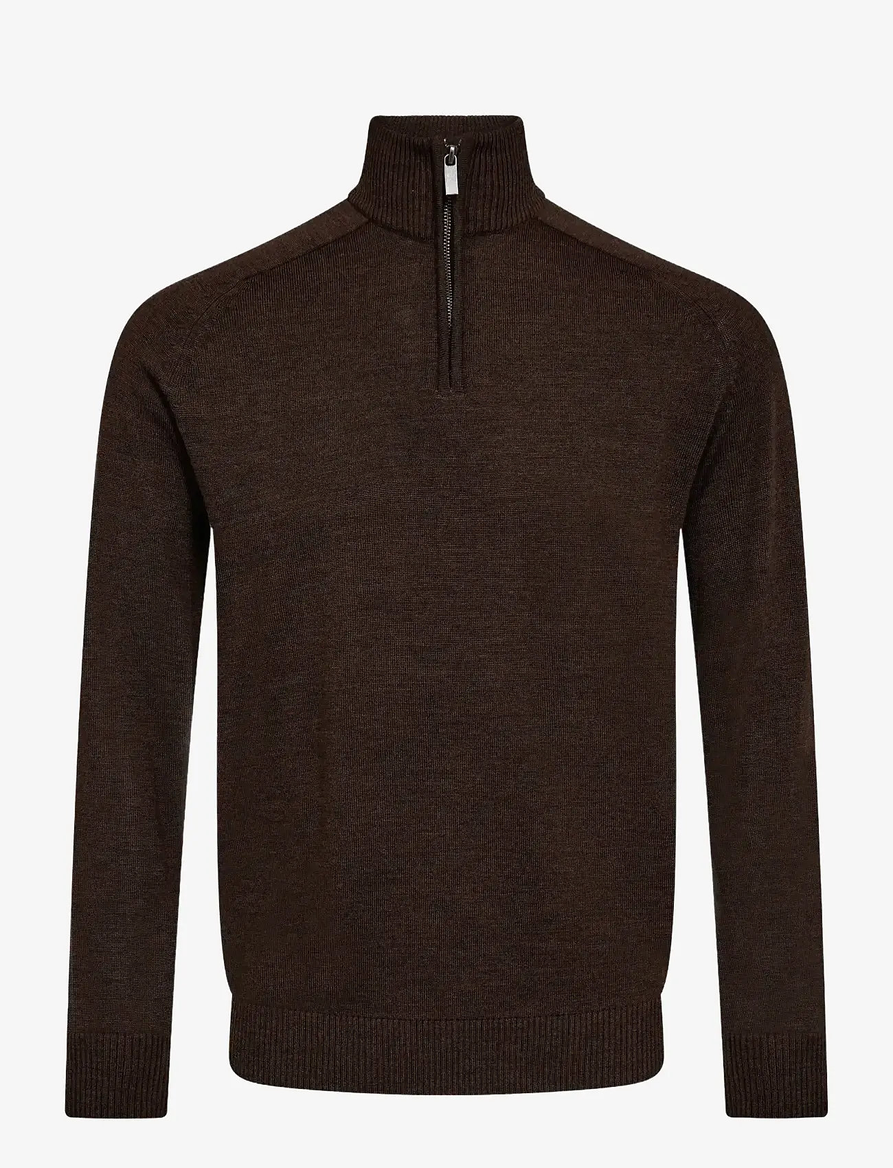 Bruun & Stengade - BS Pelle Regular Fit Knitwear - halfzip strik - dark brown - 1