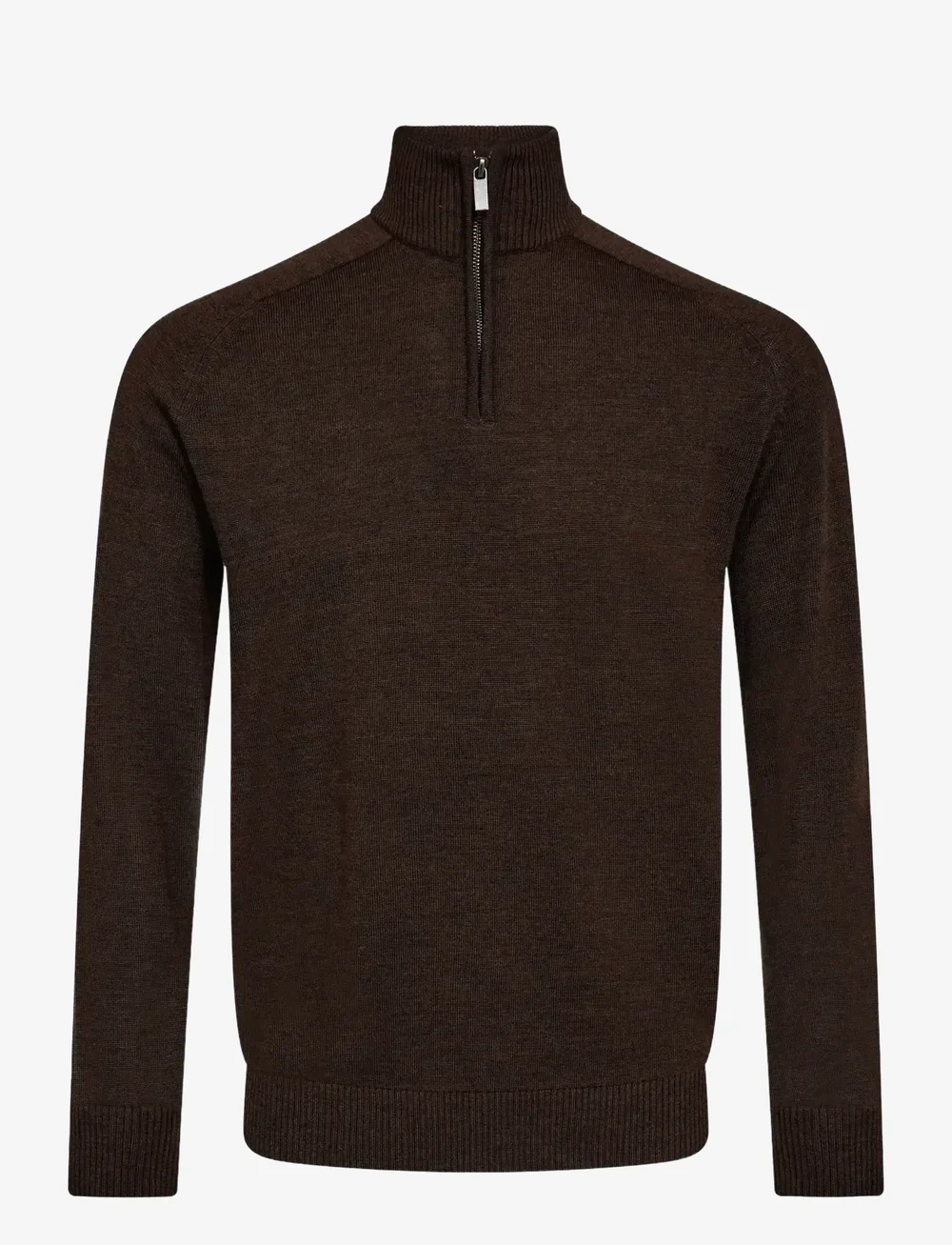 Bruun & Stengade - BS Pelle Regular Fit Knitwear - pullover mit halbem reißverschluss - dark brown - 1