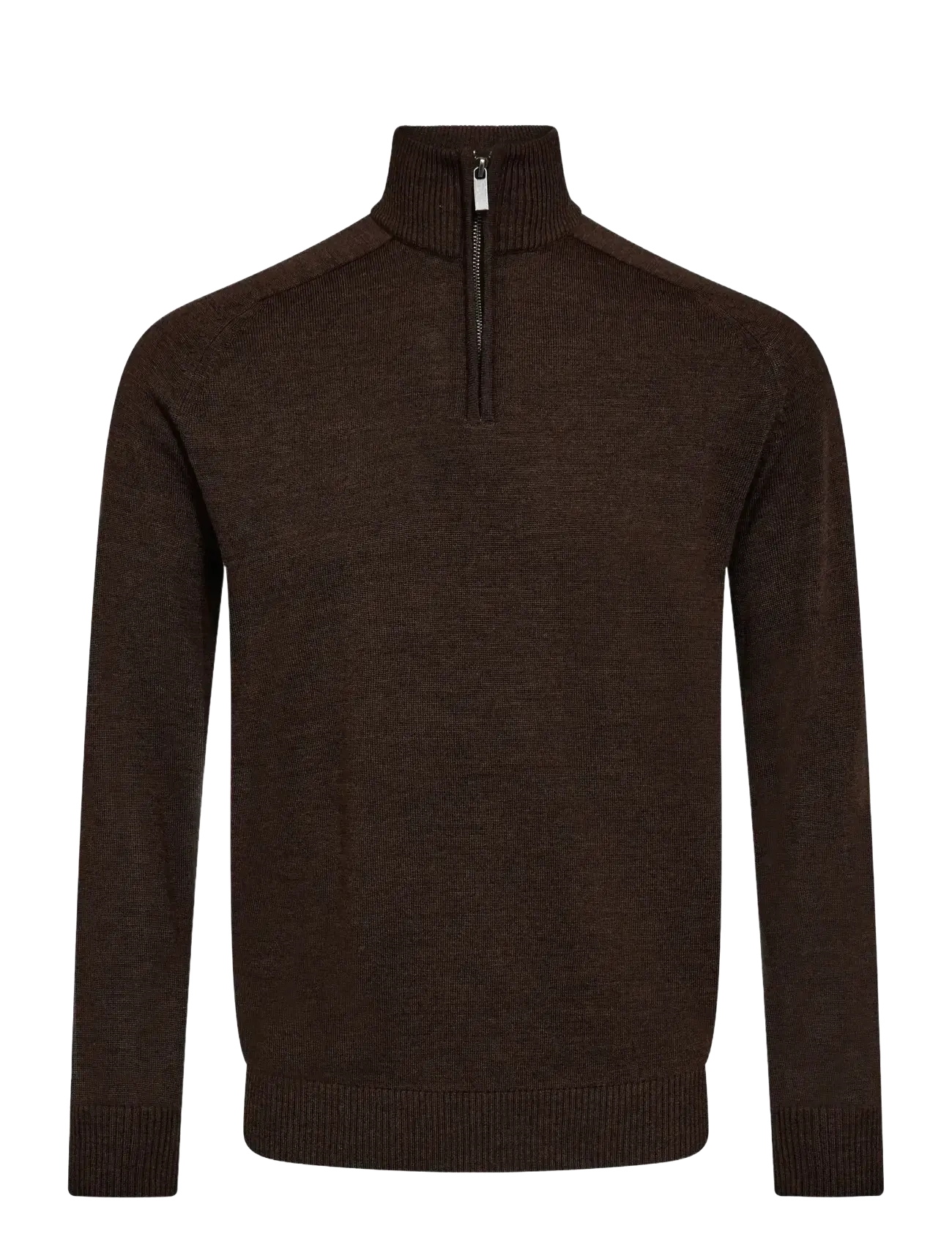 Bruun & Stengade - BS Pelle Regular Fit Knitwear - pullover mit halbem reißverschluss - dark brown - 1