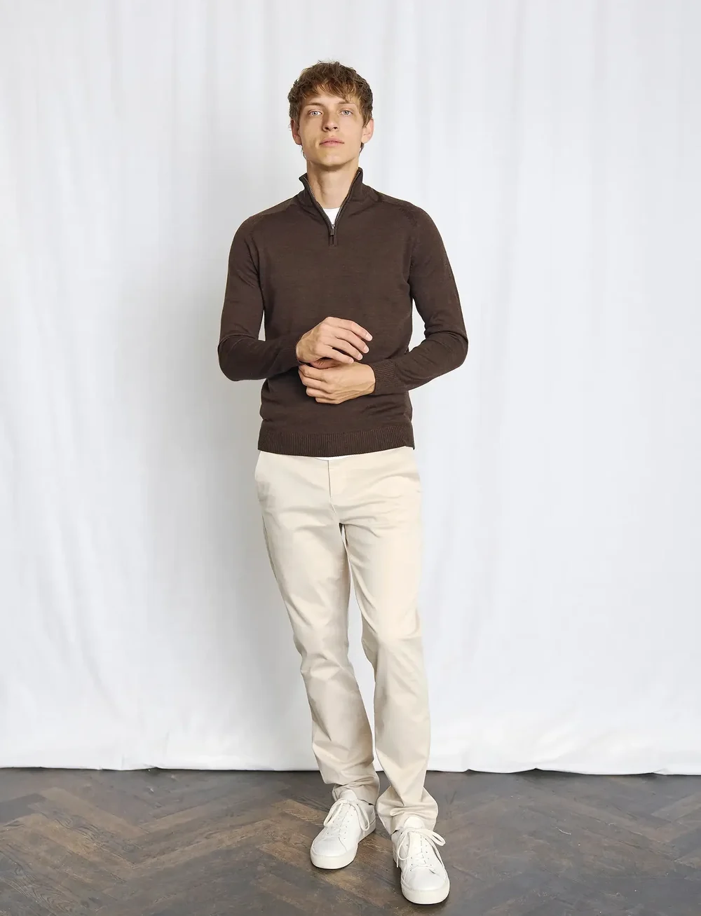 Bruun & Stengade - BS Pelle Regular Fit Knitwear - pullover mit halbem reißverschluss - dark brown - 3