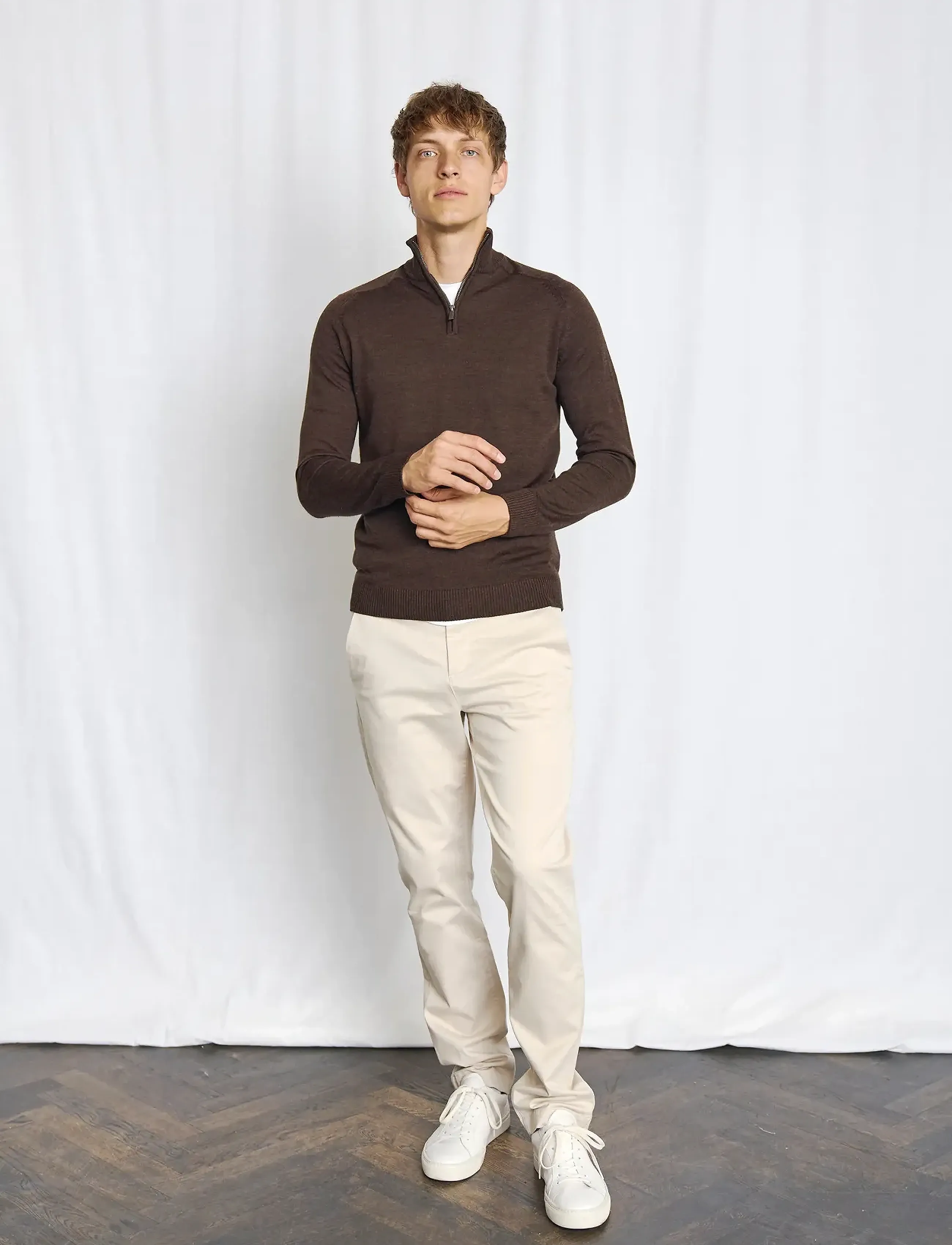 Bruun & Stengade - BS Pelle Regular Fit Knitwear - pullover mit halbem reißverschluss - dark brown - 3