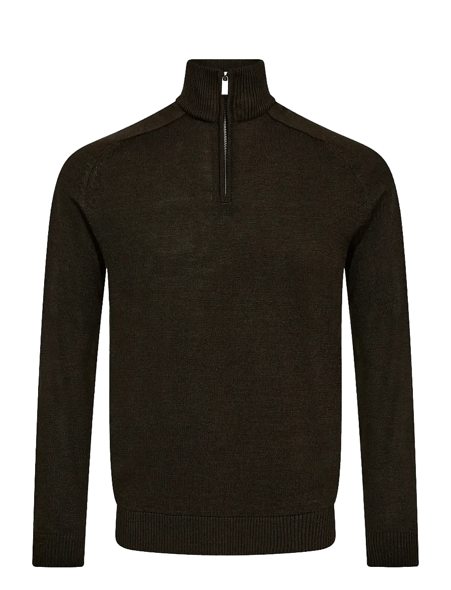 Bruun & Stengade - BS Pelle Regular Fit Knitwear - pullover mit halbem reißverschluss - green - 1