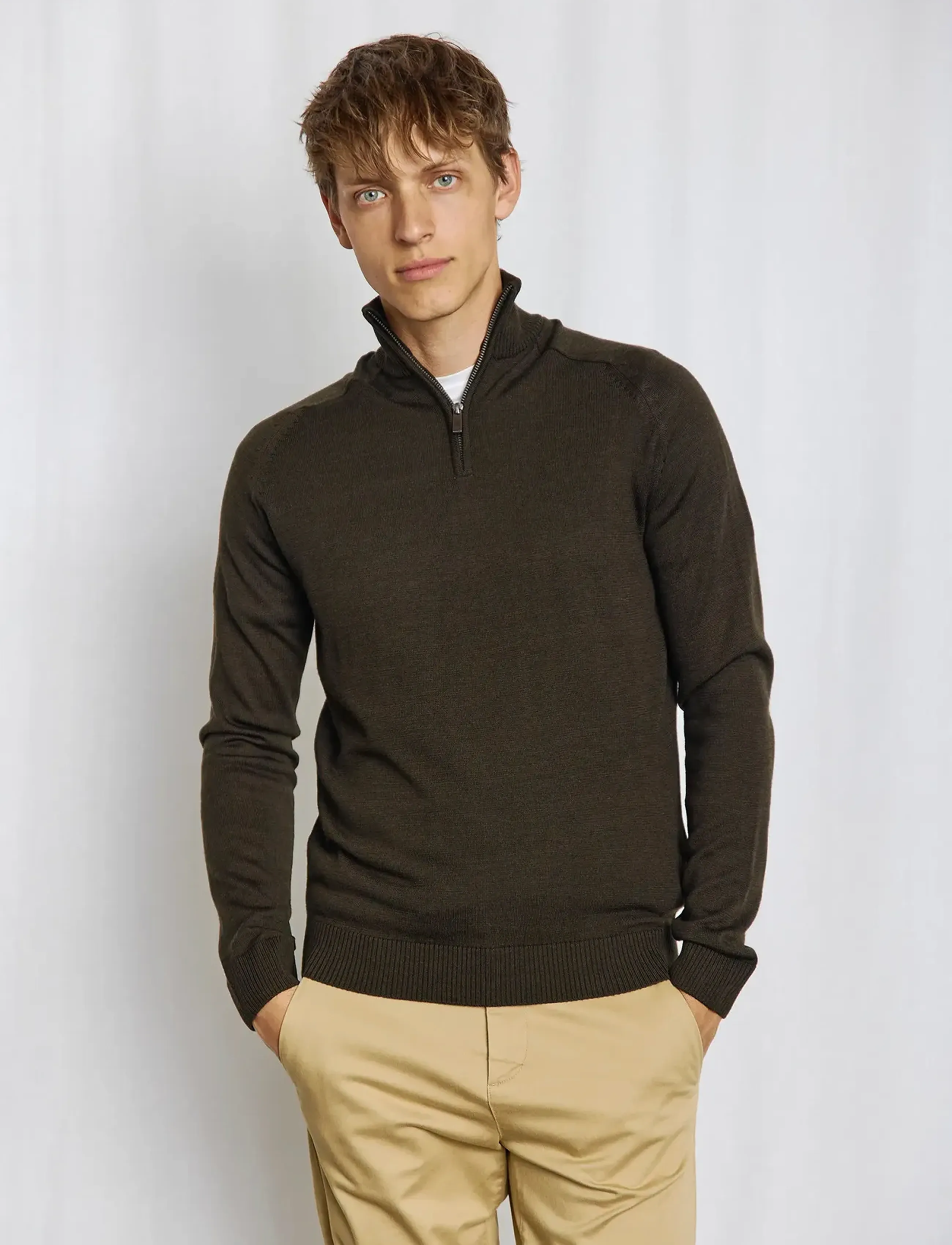 Bruun & Stengade - BS Pelle Regular Fit Knitwear - pullover mit halbem reißverschluss - green - 3
