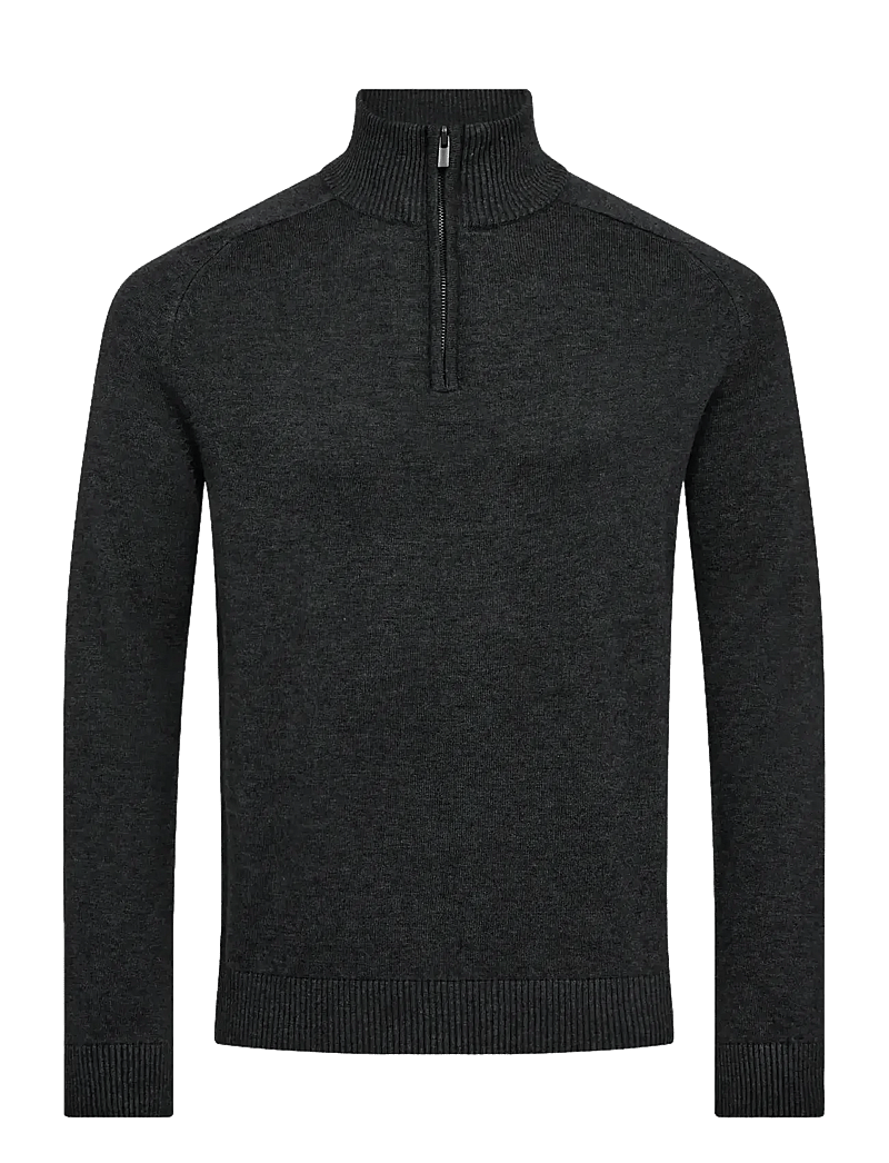 Bruun & Stengade - BS Pelle Regular Fit Knitwear - tõmblukk-kaelusega džemprid - grey - 1