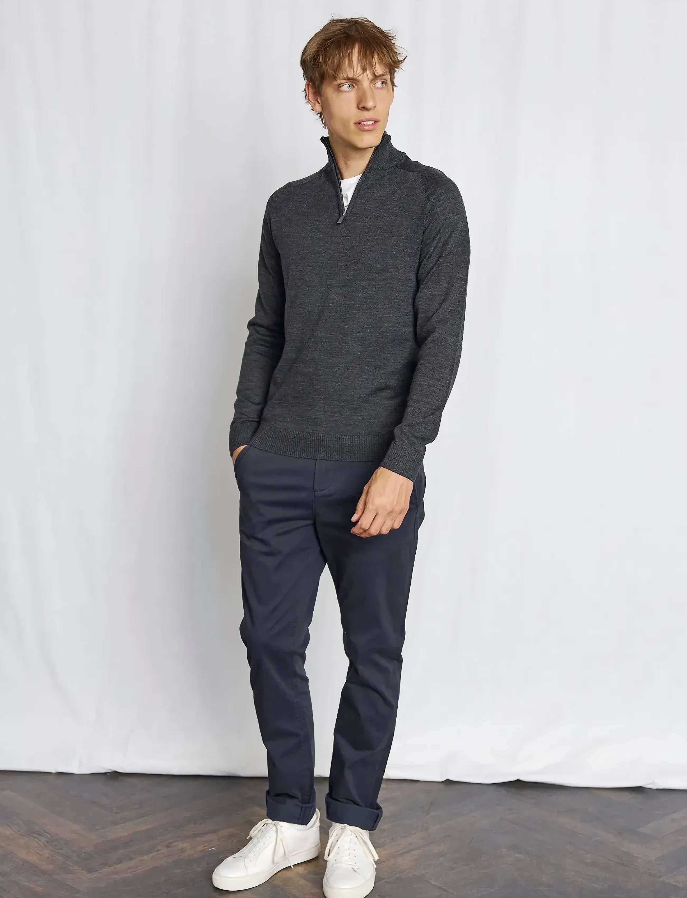 Bruun & Stengade - BS Pelle Regular Fit Knitwear - pullover mit halbem reißverschluss - grey - 3