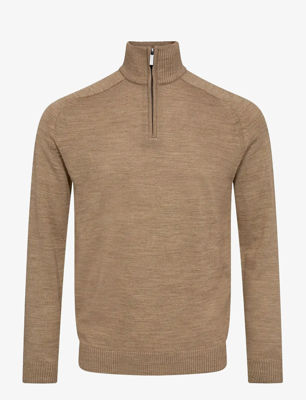 Bruun & Stengade - BS Pelle Regular Fit Knitwear - halfzip strik - light brown - 1