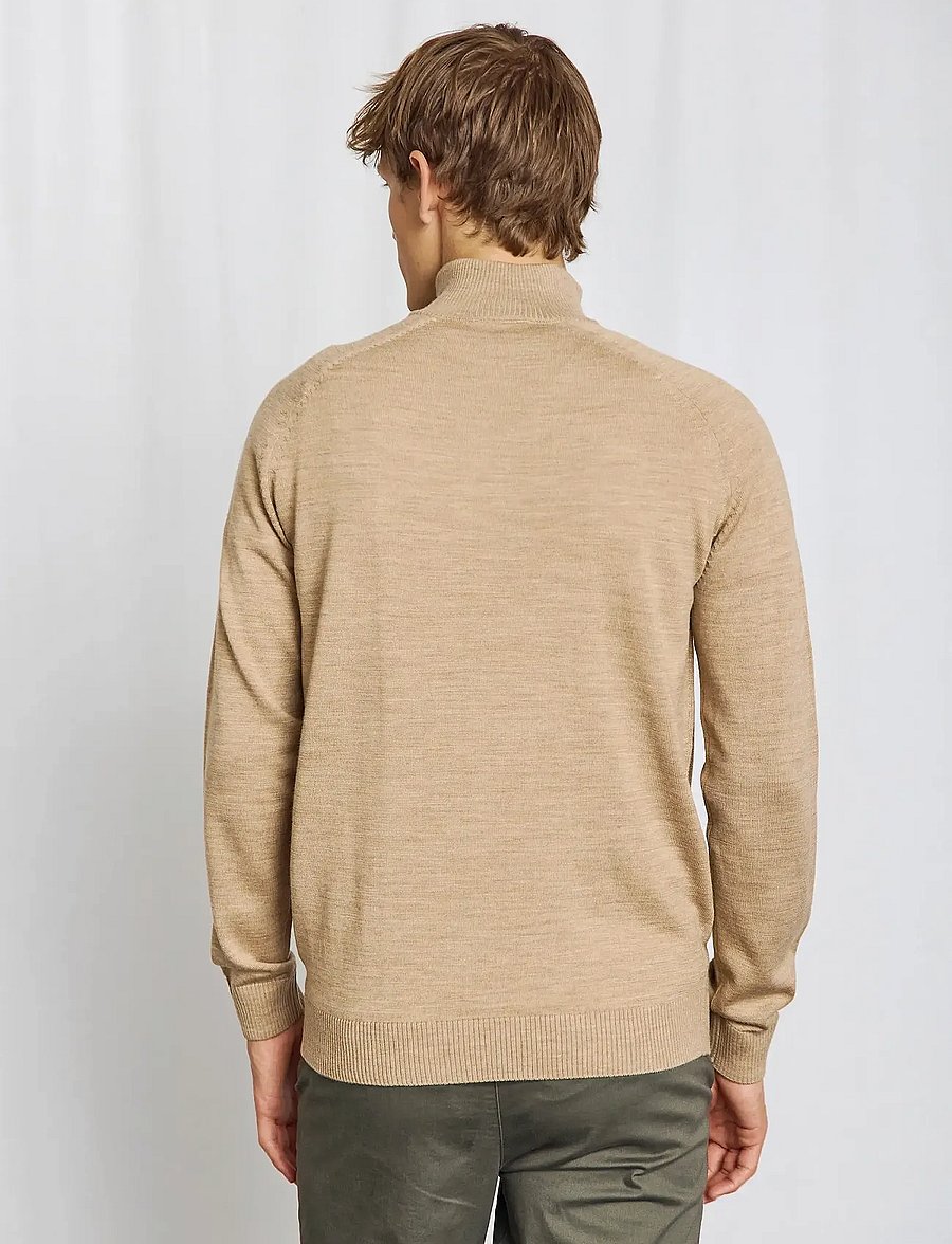 Bruun & Stengade - BS Pelle Regular Fit Knitwear - pullover mit halbem reißverschluss - light brown - 4