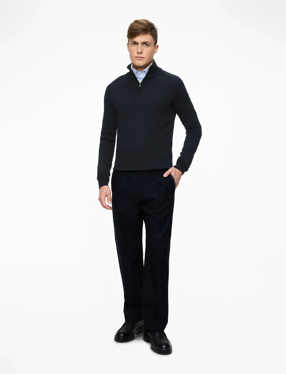 Bruun & Stengade - BS Pelle Regular Fit Knitwear - half zip-tröjor - navy - 2
