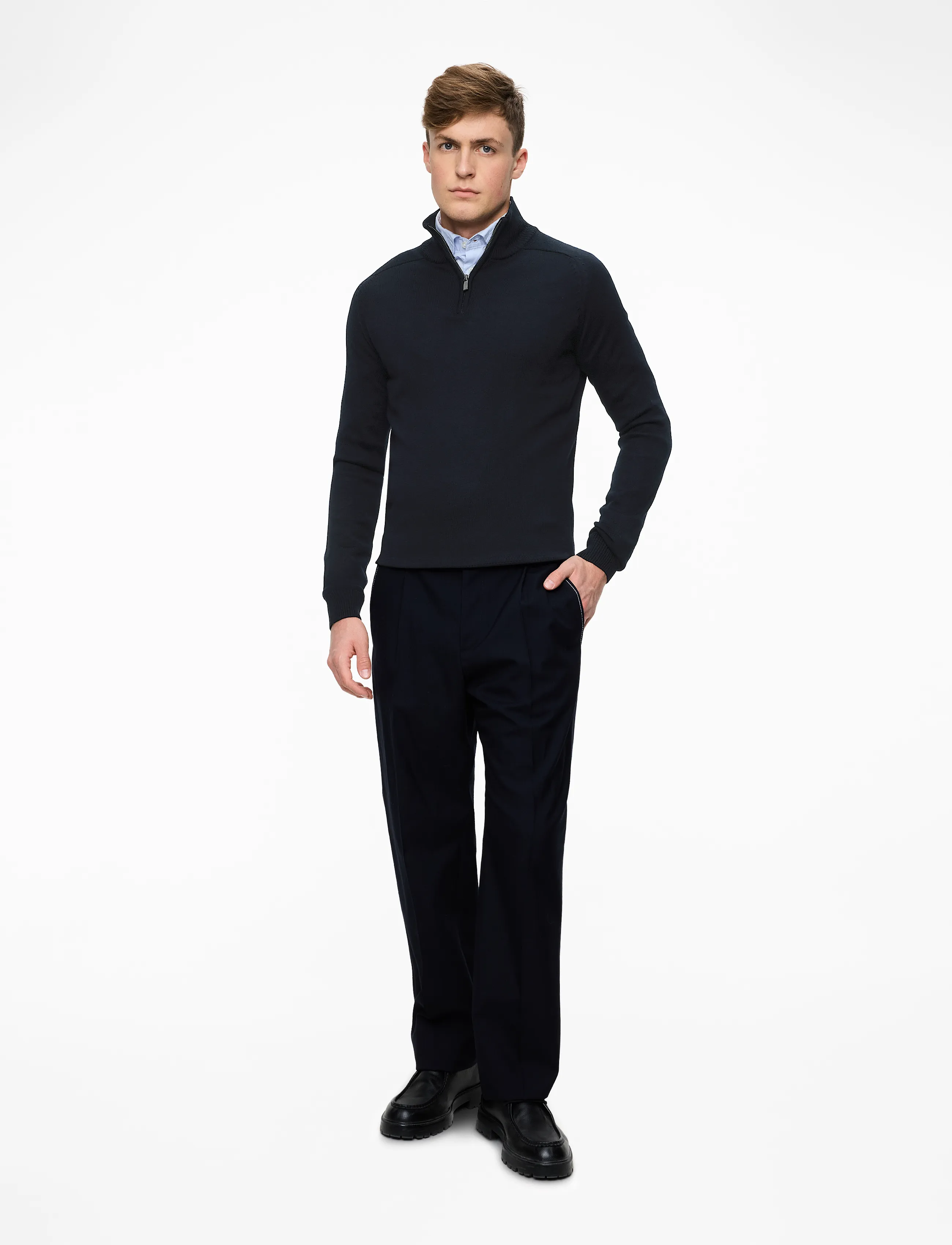 Bruun & Stengade - BS Pelle Regular Fit Knitwear - džemperiai su trumpu užtrauktuku - navy - 2