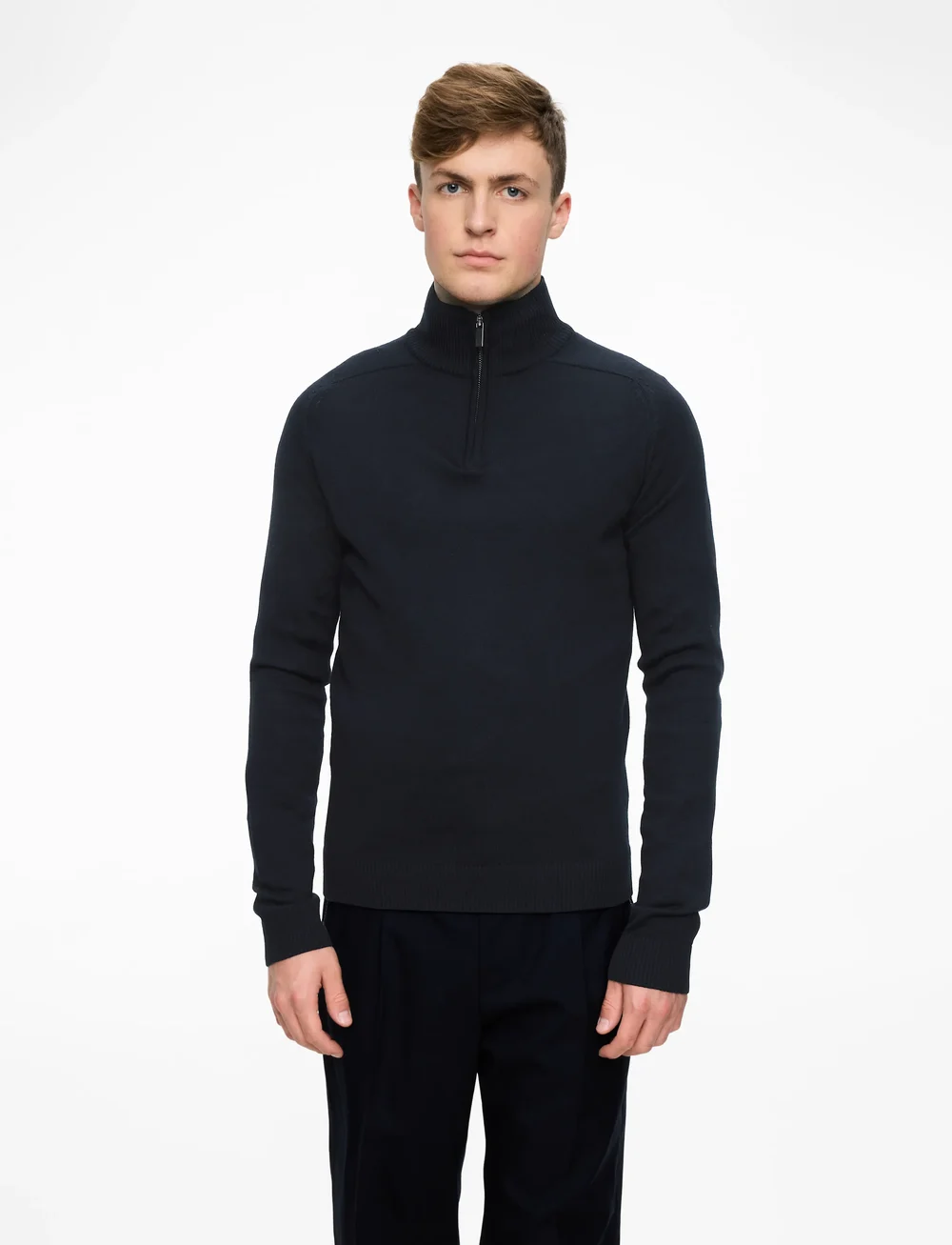Bruun & Stengade - BS Pelle Regular Fit Knitwear - half zip-tröjor - navy - 0