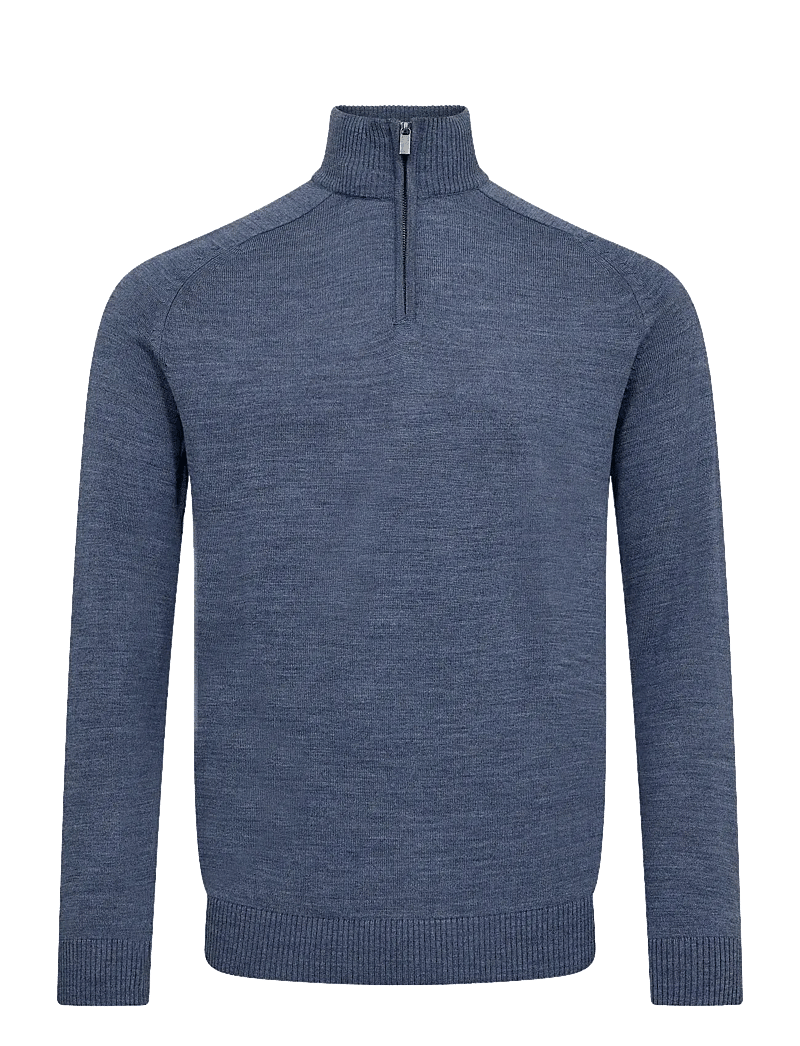Bruun & Stengade - BS Pelle Regular Fit Knitwear - pullover mit halbem reißverschluss - ocean - 1