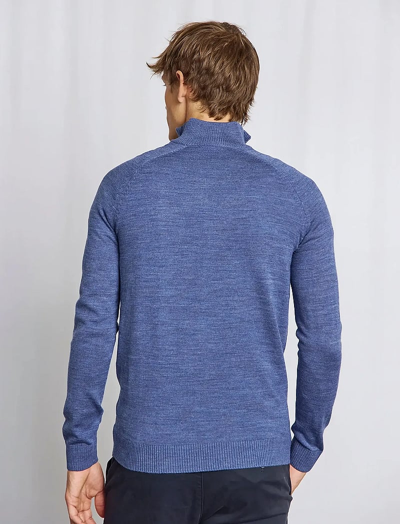 Bruun & Stengade - BS Pelle Regular Fit Knitwear - pullover mit halbem reißverschluss - ocean - 4