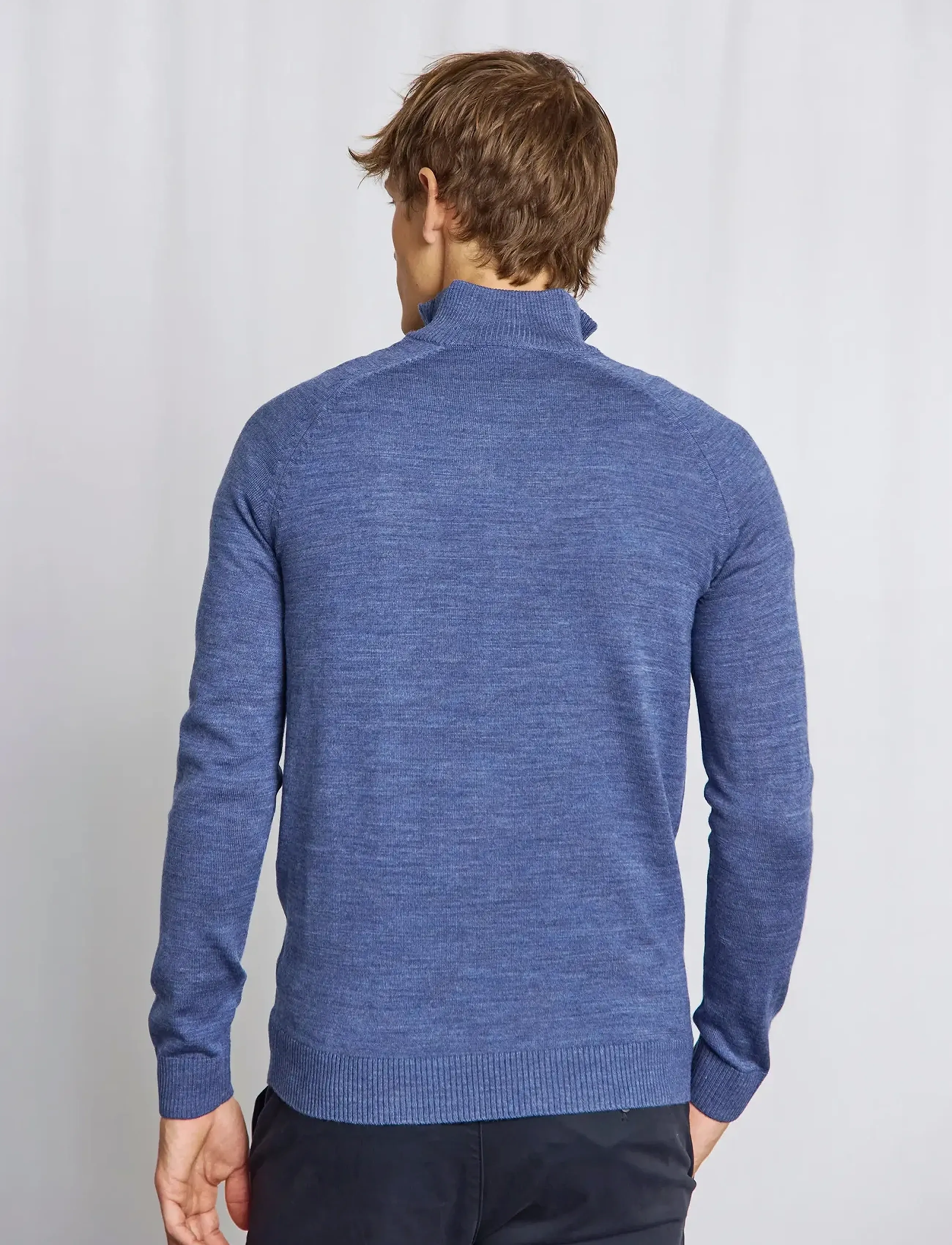 Bruun & Stengade - BS Pelle Regular Fit Knitwear - tõmblukk-kaelusega džemprid - ocean - 4