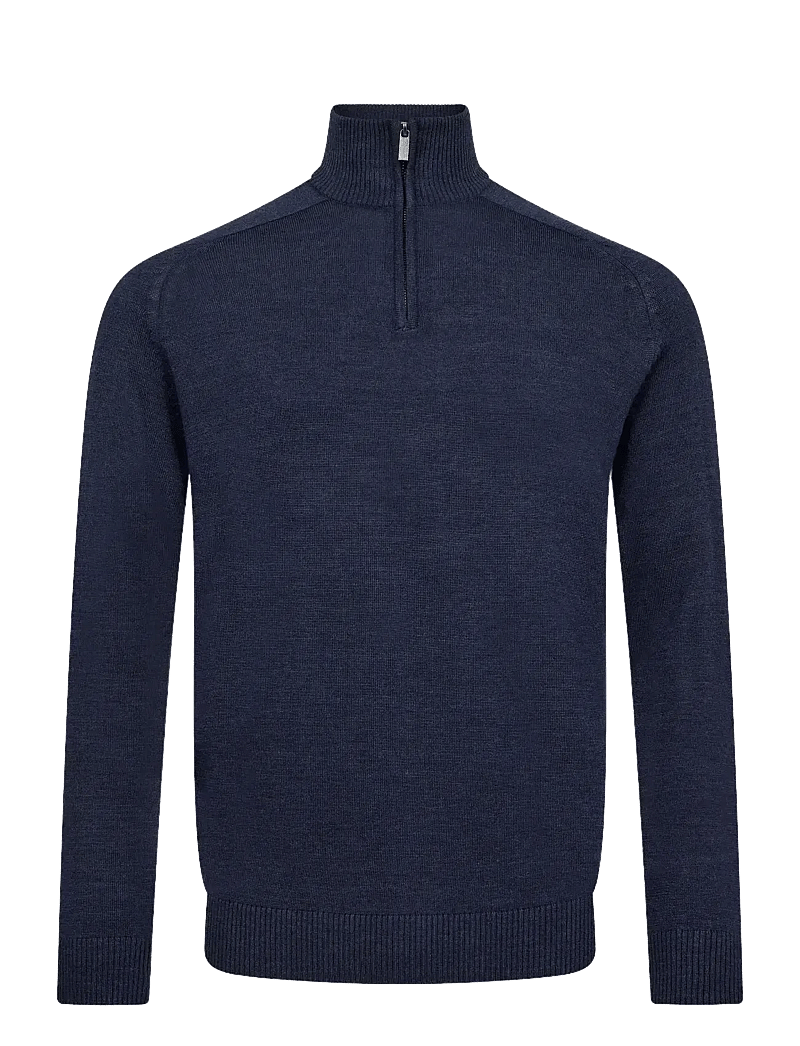 Bruun & Stengade - BS Pelle Regular Fit Knitwear - pullover mit halbem reißverschluss - thunder - 1
