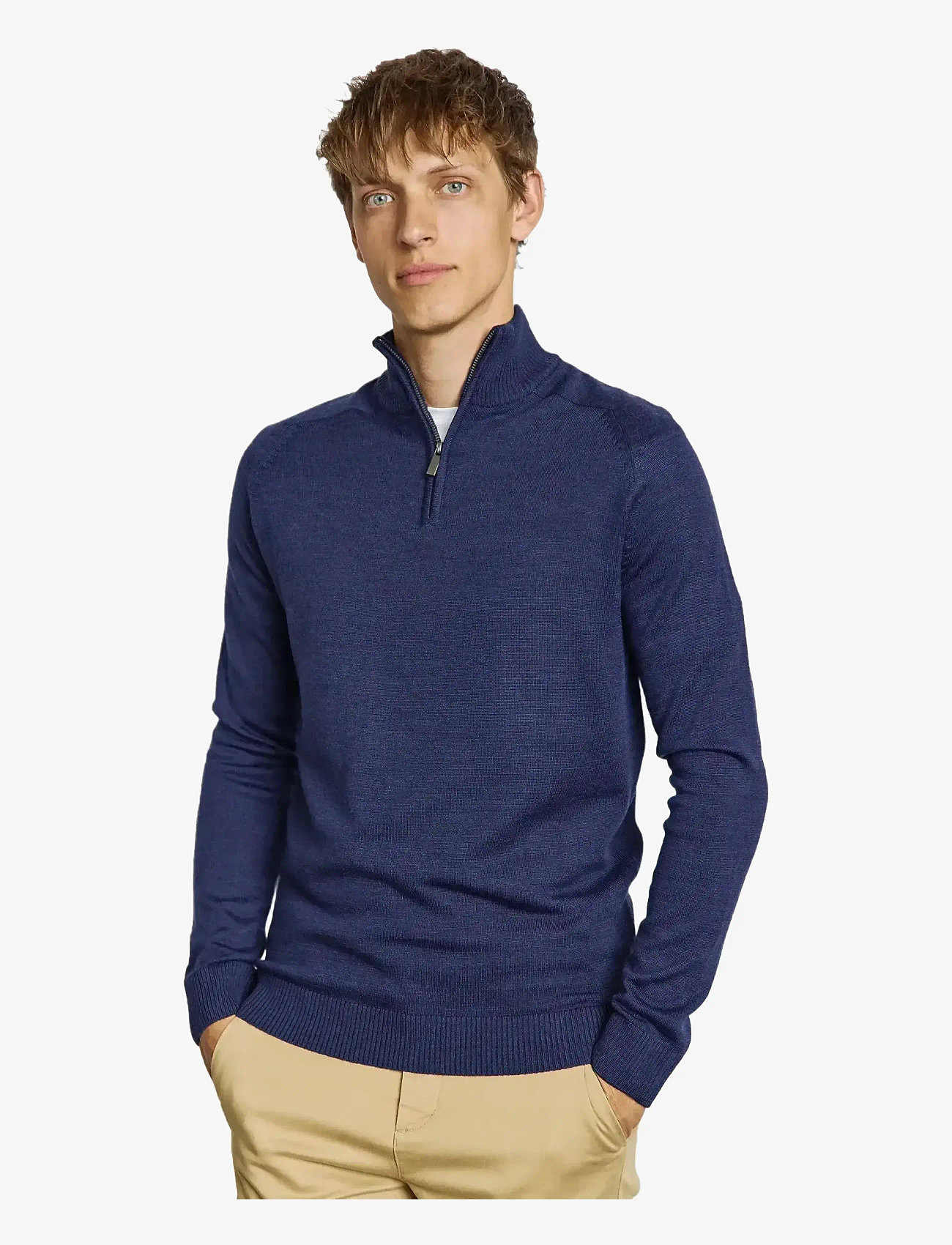 Bruun & Stengade - BS Pelle Regular Fit Knitwear - pullover mit halbem reißverschluss - thunder - 3