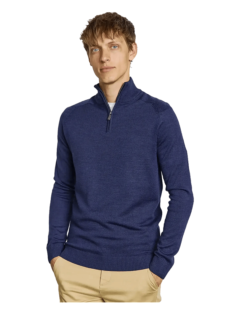 Bruun & Stengade - BS Pelle Regular Fit Knitwear - pullover mit halbem reißverschluss - thunder - 3