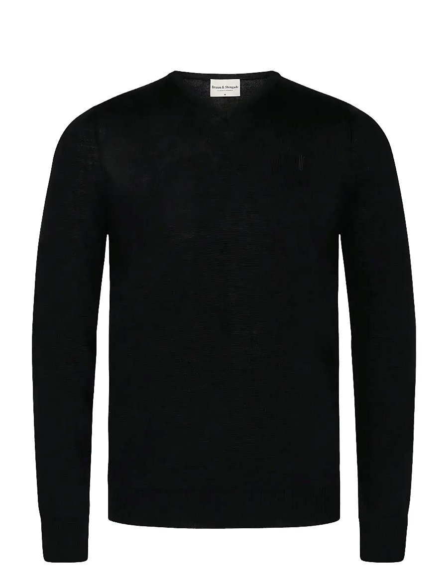 Bruun & Stengade - BS Uranus Regular Fit Knitwear - v-ausschnitt - black - 1