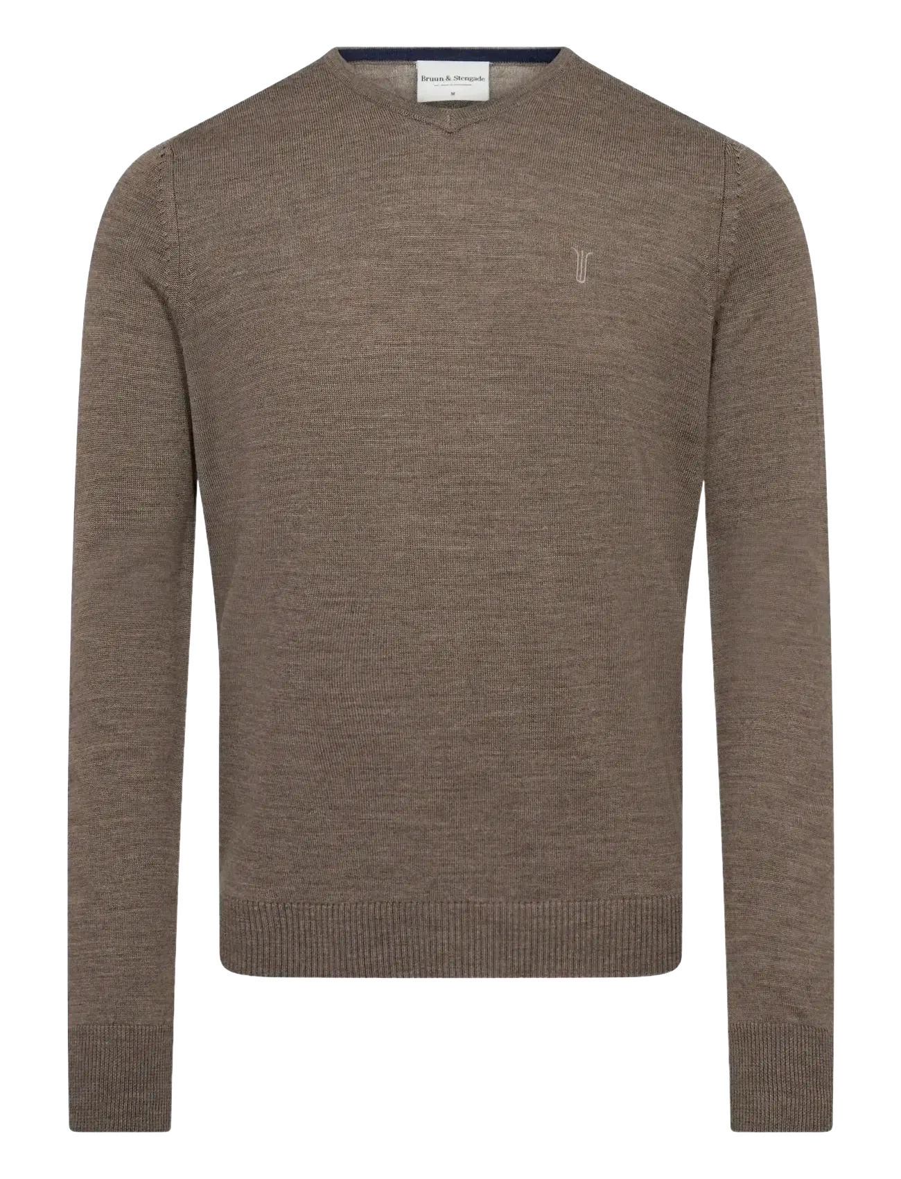 Bruun & Stengade BS Uranus Regular Fit Knitwear - Strik med v-hals - BROWN / brown